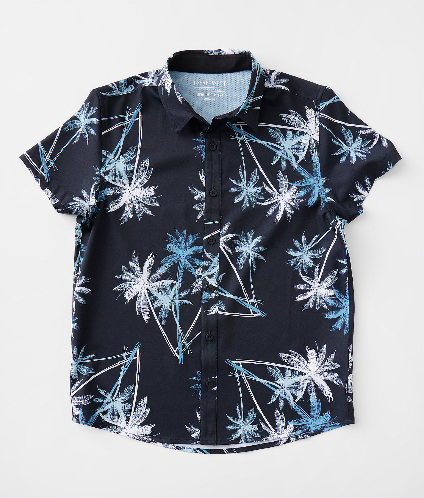 Boys - Departwest Tropical Print Performance Stretch Shirt - Boy's Shirts in Light Blue