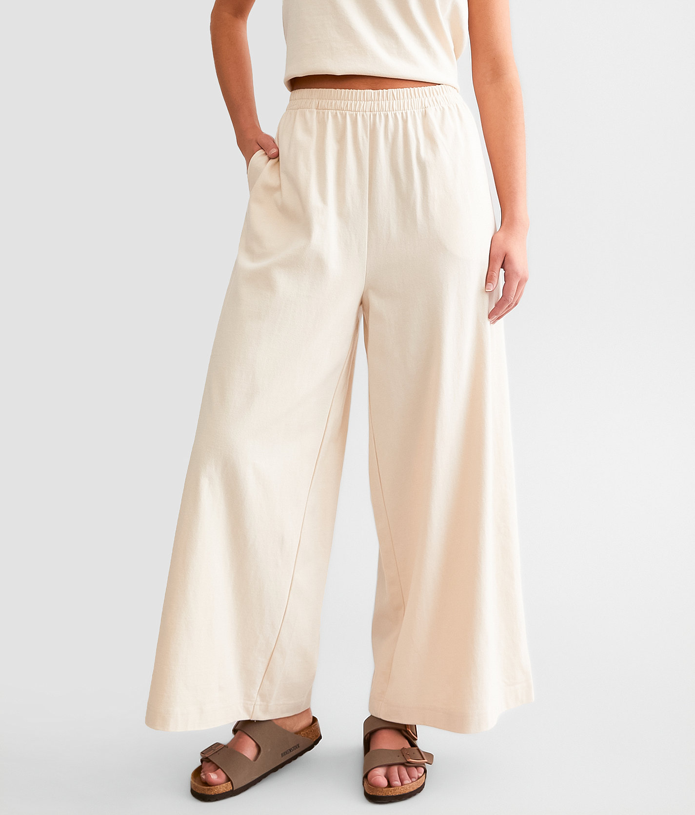 Z Supply Scout Jersey Wide Leg Cropped Pant - Women's Pants in Sandshell