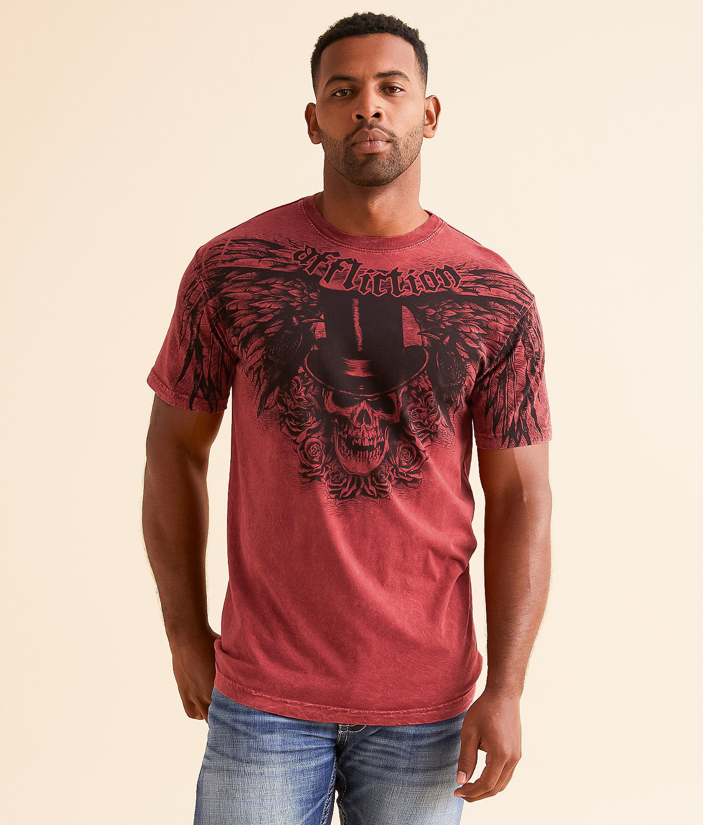 Affliction Absinthe T-Shirt - Men's T-Shirts in Affliction Red Lava Wash