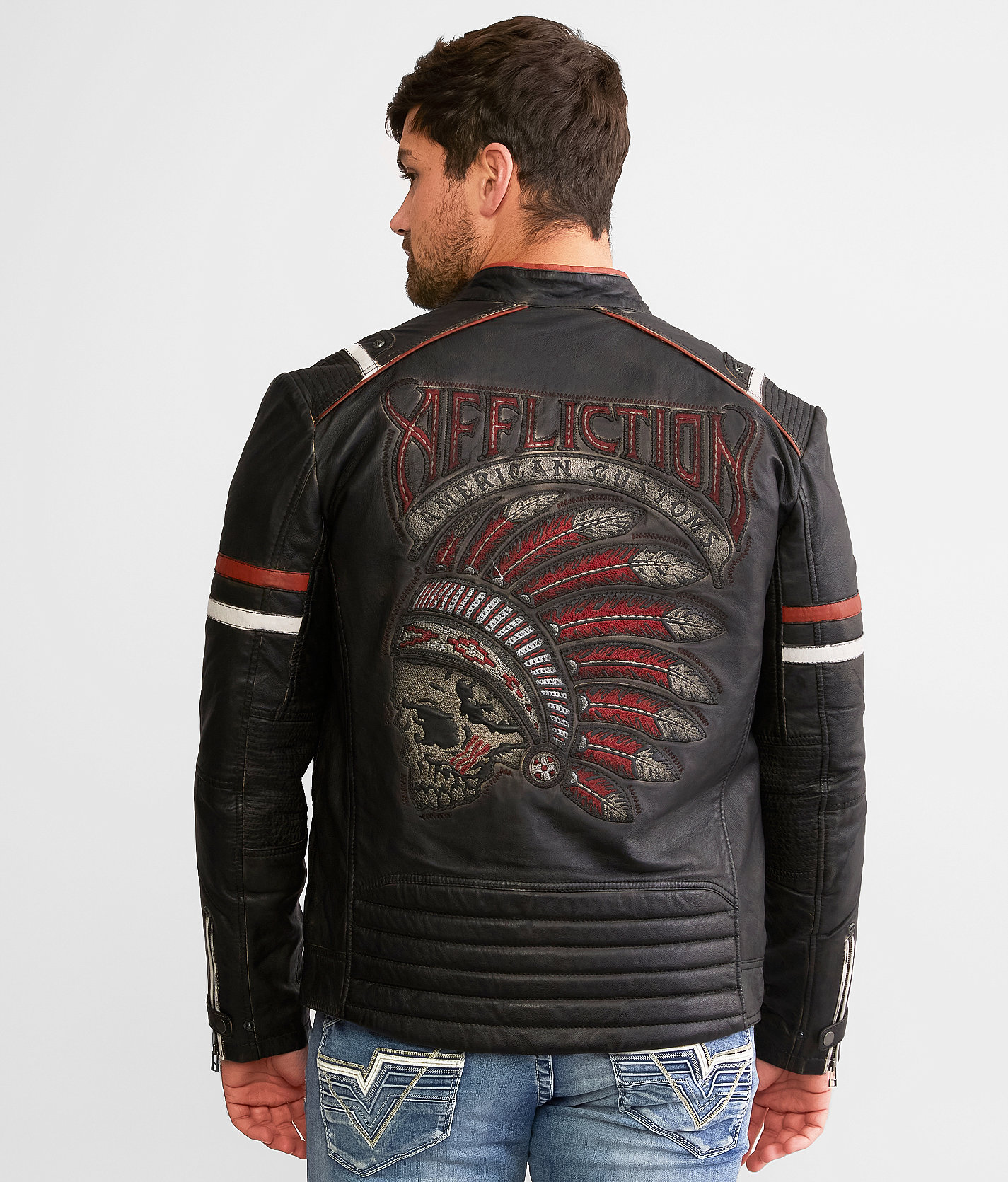 Affliction American Customs Dakota Leather Jacket - Men's Coats & Jackets in Black