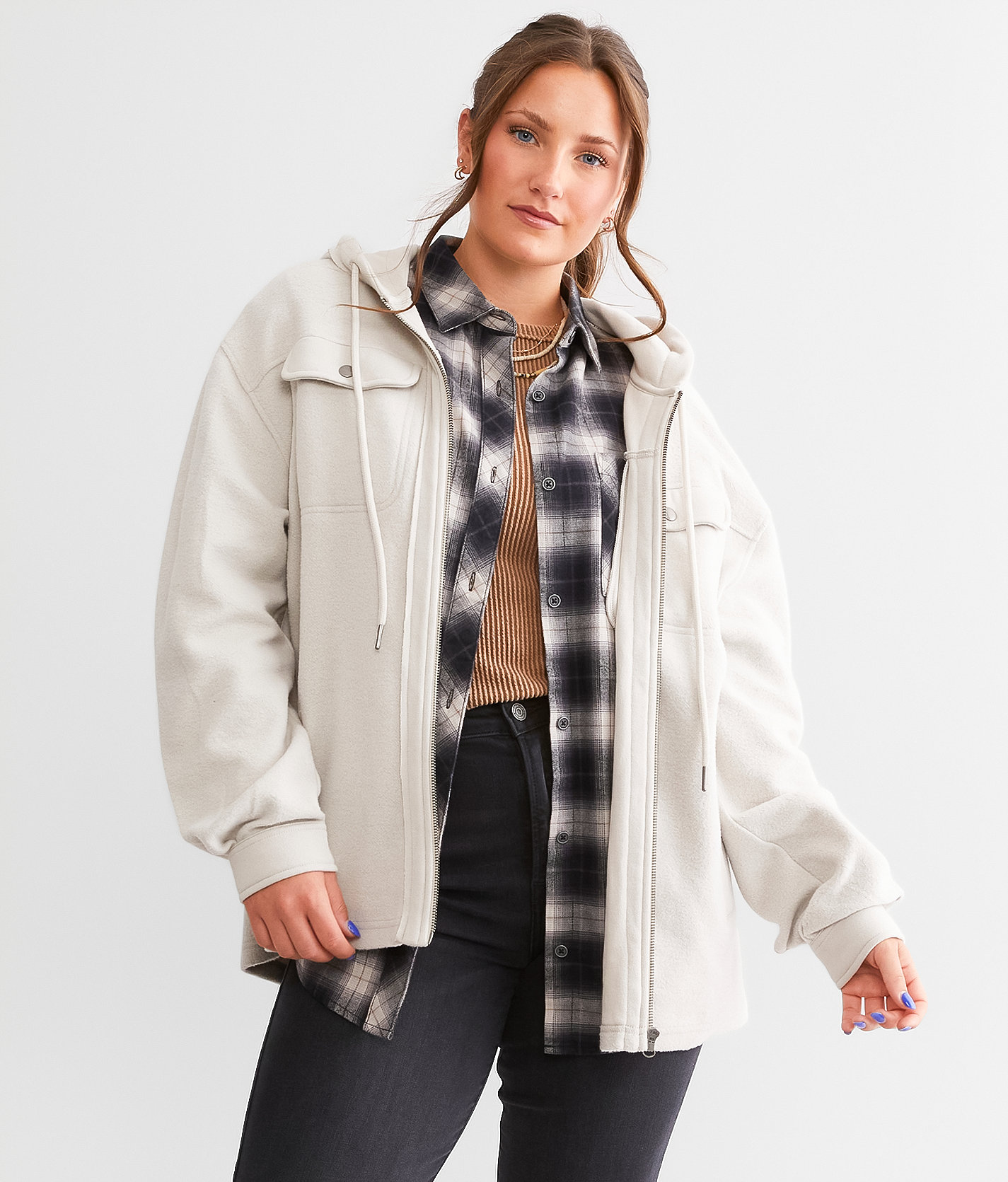 BKE Reverse Fleece Hoodie - Women's Sweatshirts in Putty