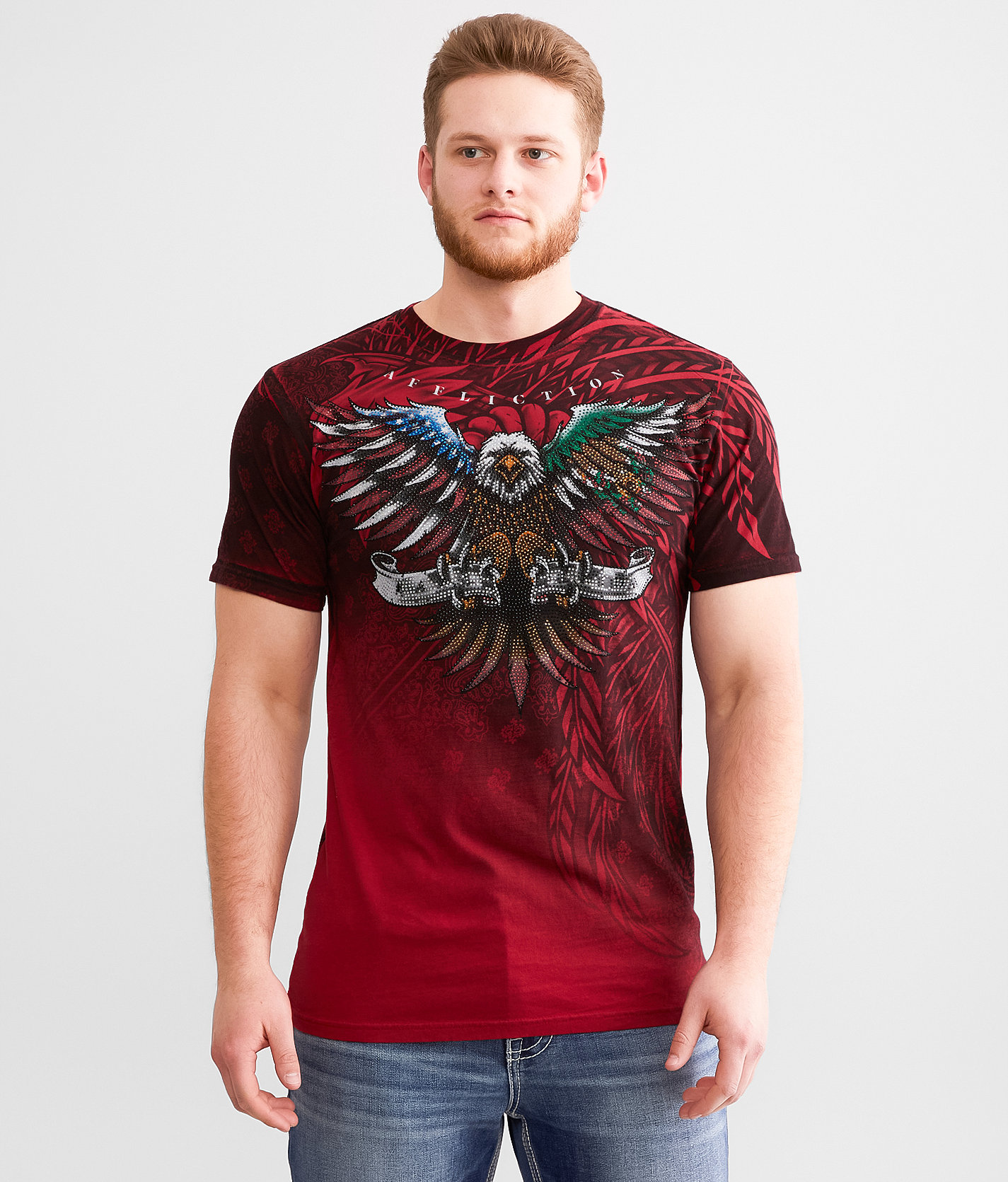 Affliction Raza Unida T-Shirt - Men's T-Shirts in Tango Red
