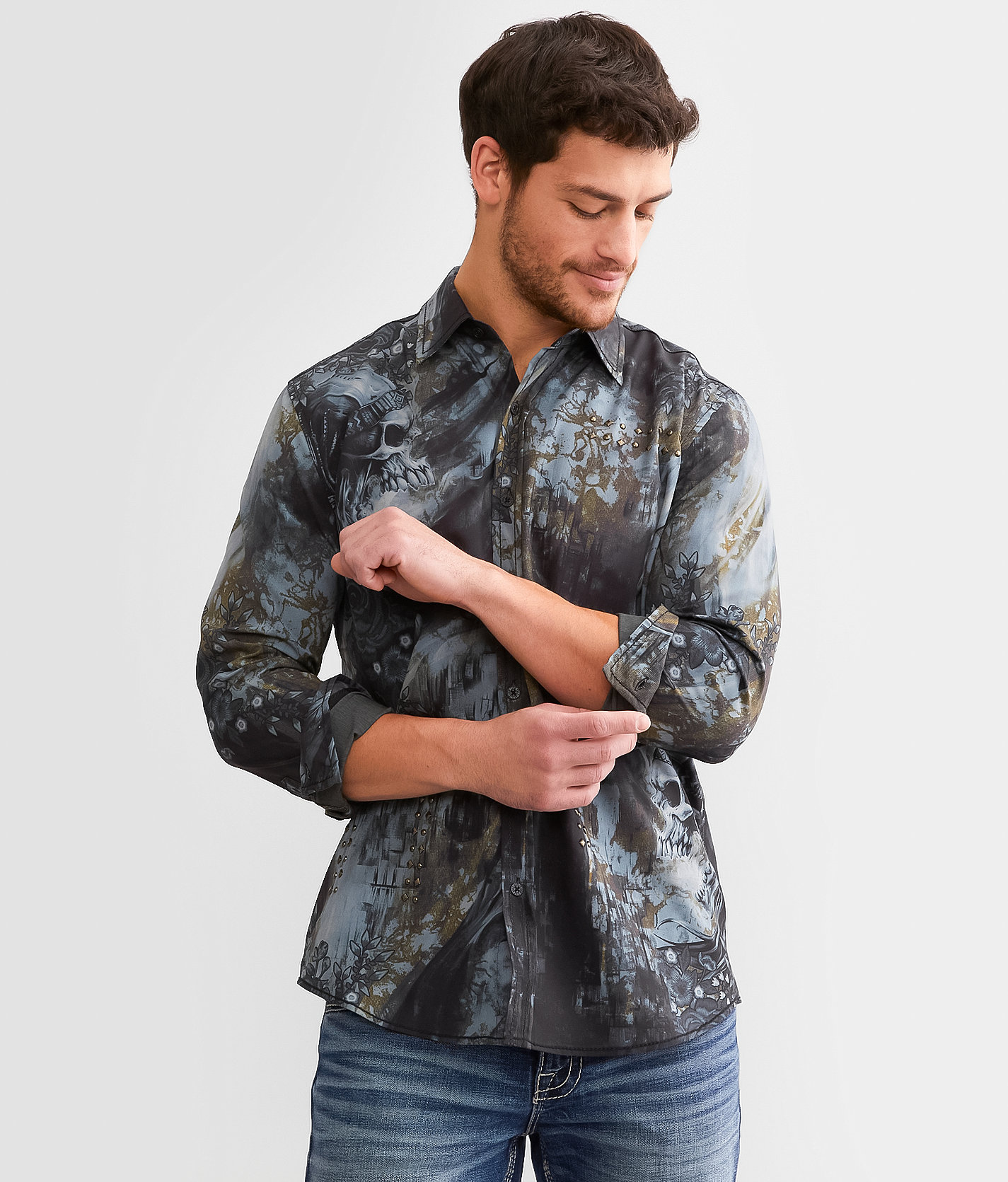 Affliction Tomahawk Stretch Shirt - Men's Shirts in Brown