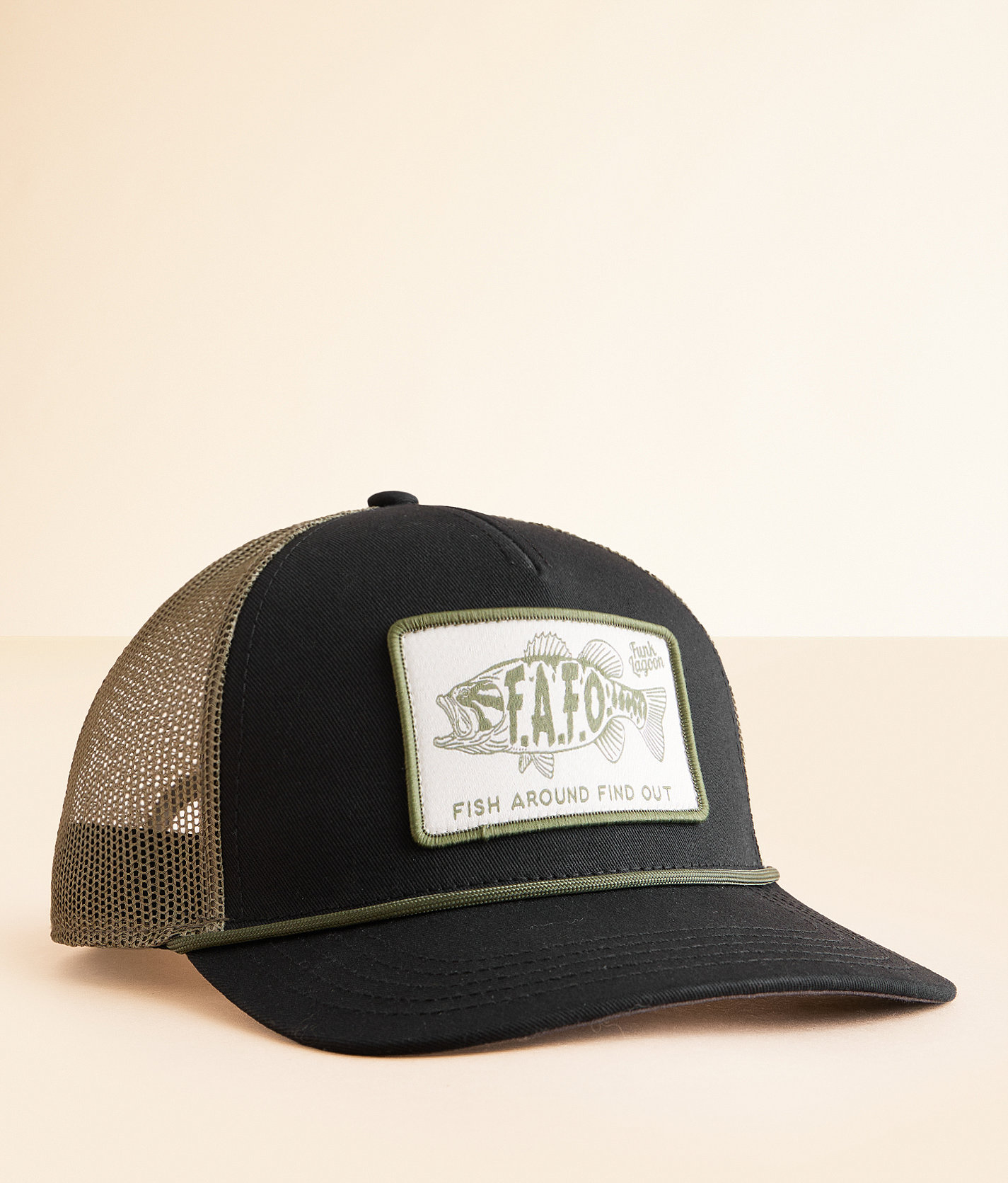 Funk Lagoon Fish Around Trucker Hat - Men's Hats in Olive Black