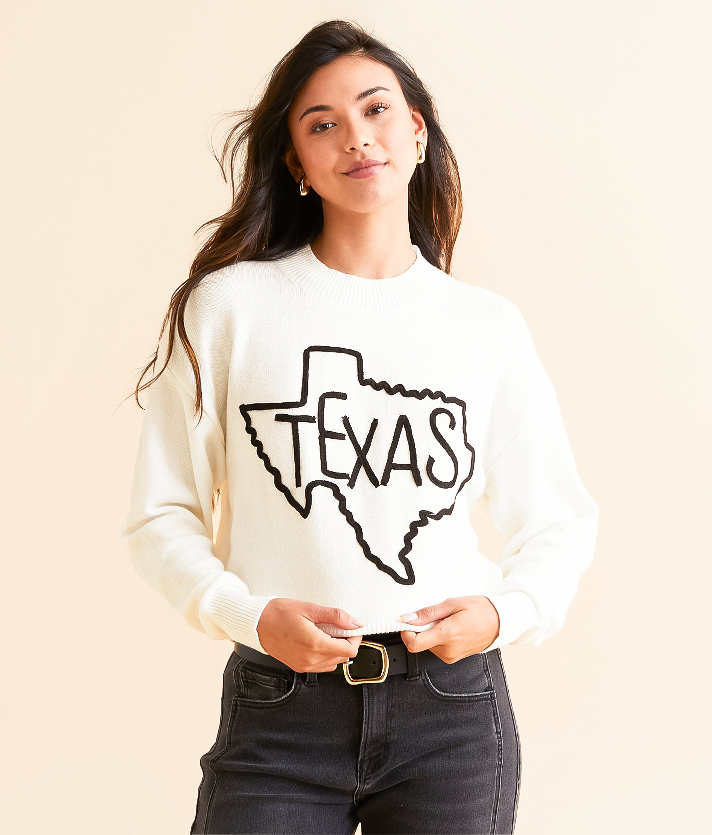 LE LIS Texas Embroidered Sweater - Women's Sweaters in Cream