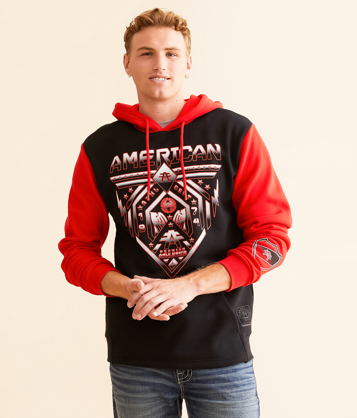 American Fighter Fairbanks Hooded Sweatshirt - Men's Sweatshirts in Black Red
