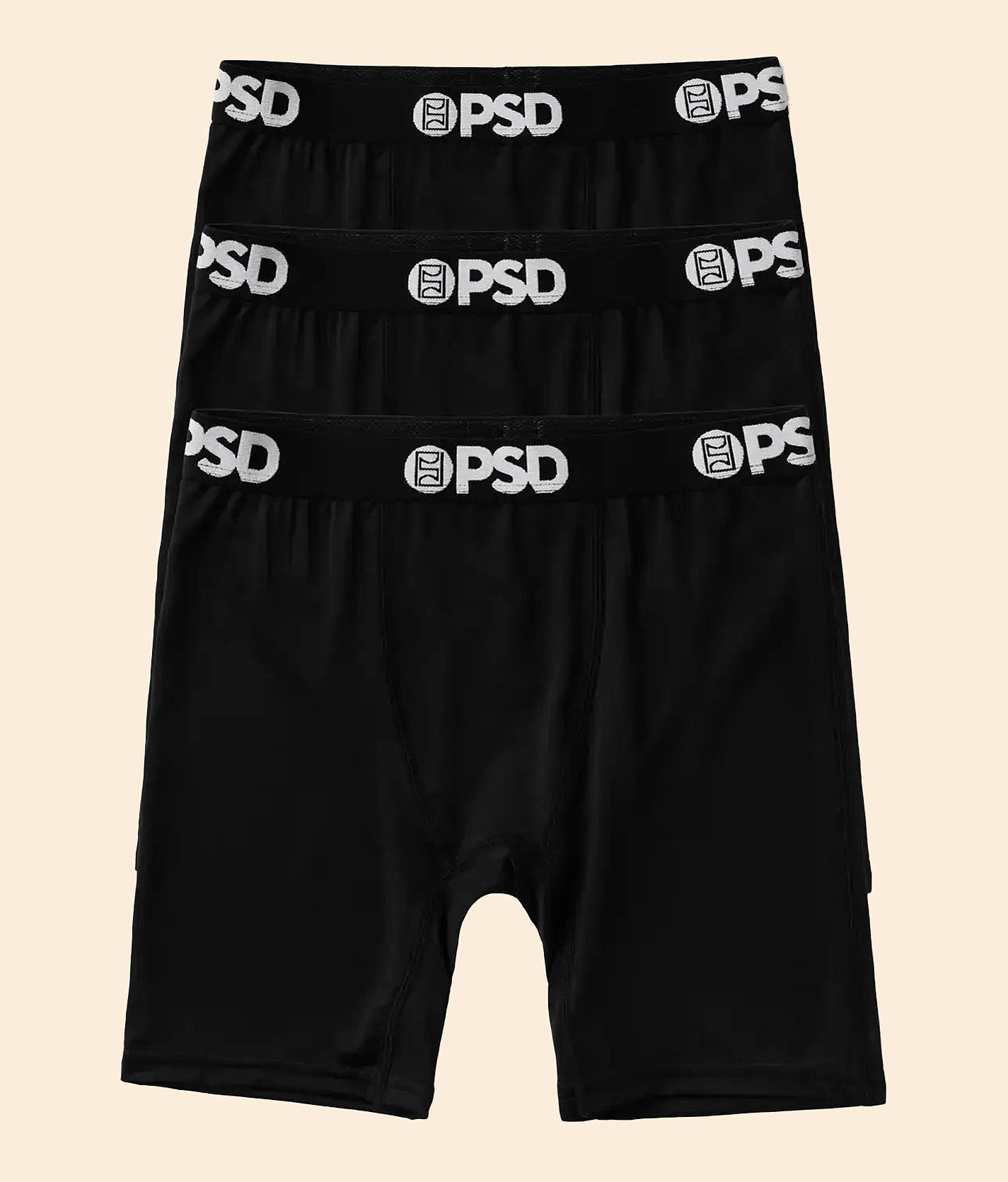 Boys - PSD 3 Pack Solid Stretch Boxer Briefs - Boy's Boxer Briefs in Black
