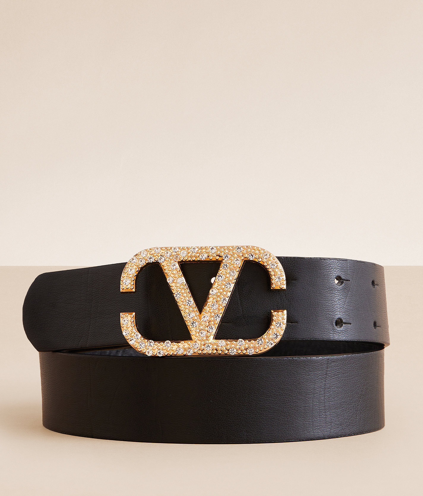 BKE Rhinestone Buckle Belt - Women's Belts in Black