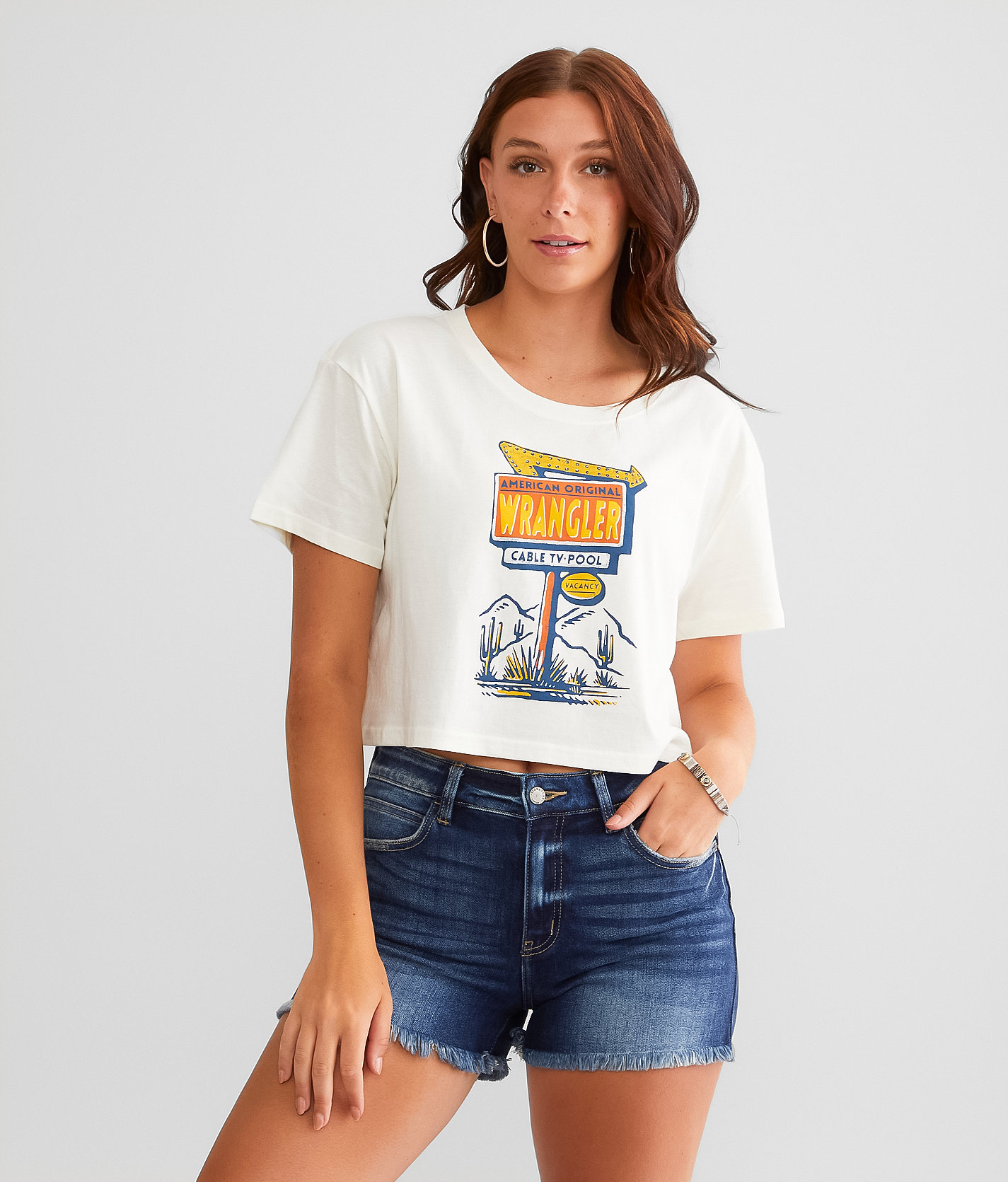 Wrangler® Cropped Boyfriend T-Shirt - Women's T-Shirts in Marshmellow