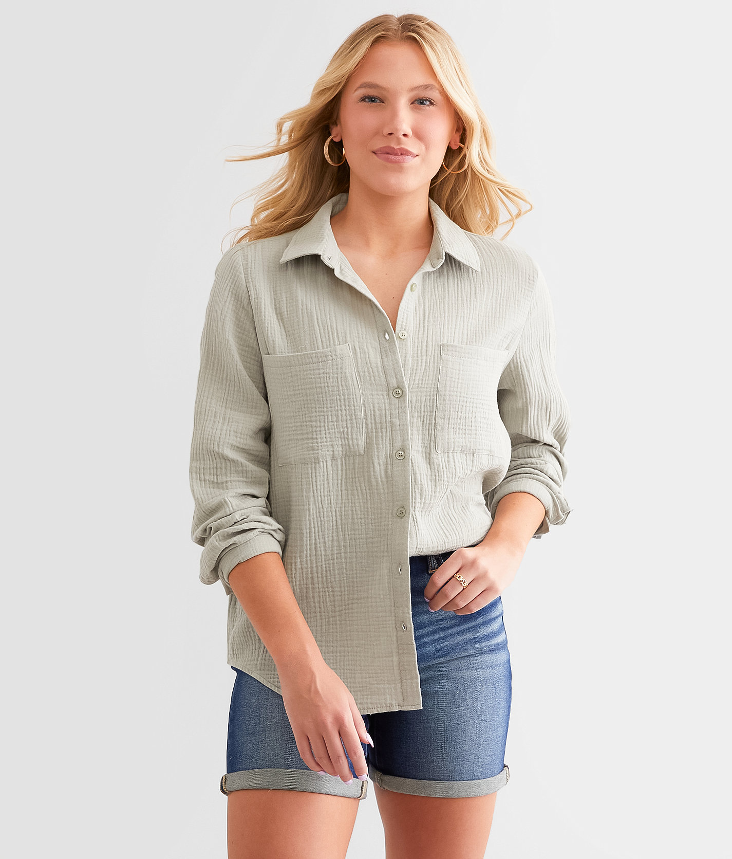 Z Supply Kaili Gauze Shirt - Women's Shirts & Blouses in Pale Jade