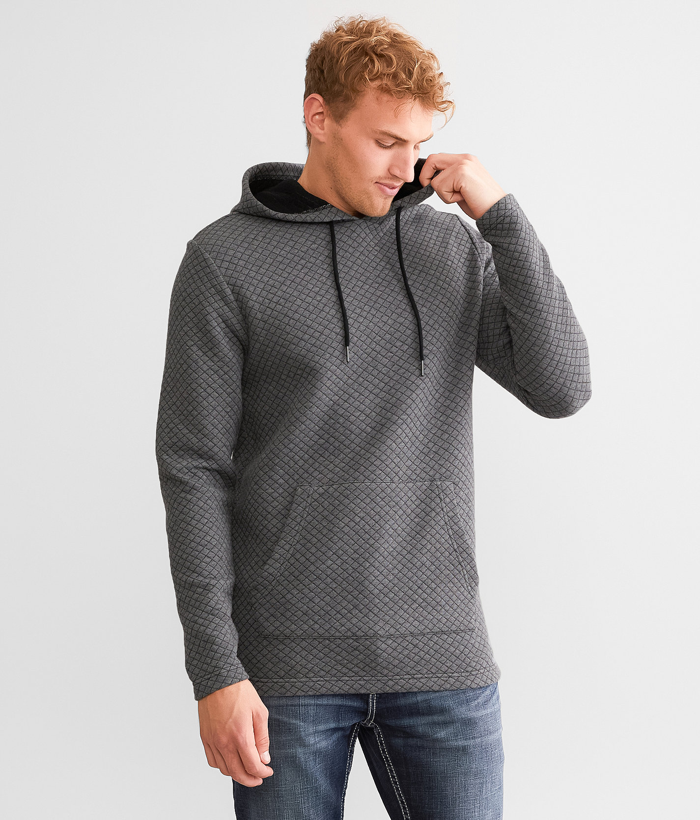 BKE Calera Quilted Hoodie - Men's Sweatshirts in Grey Heather