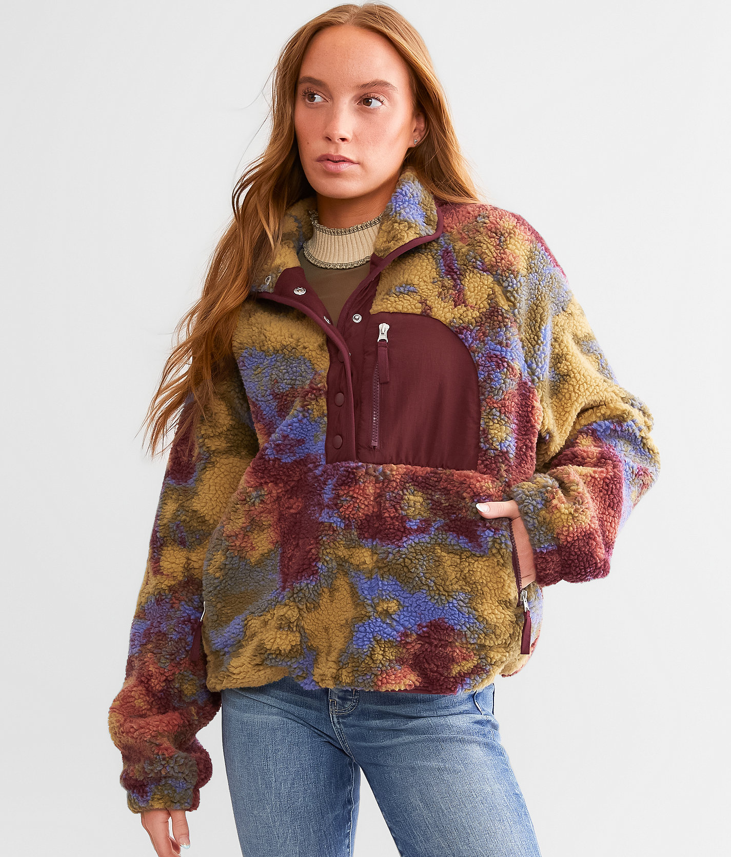 BKE Sherpa Quarter Snap Pullover - Women's Sweatshirts in Fall Foliage