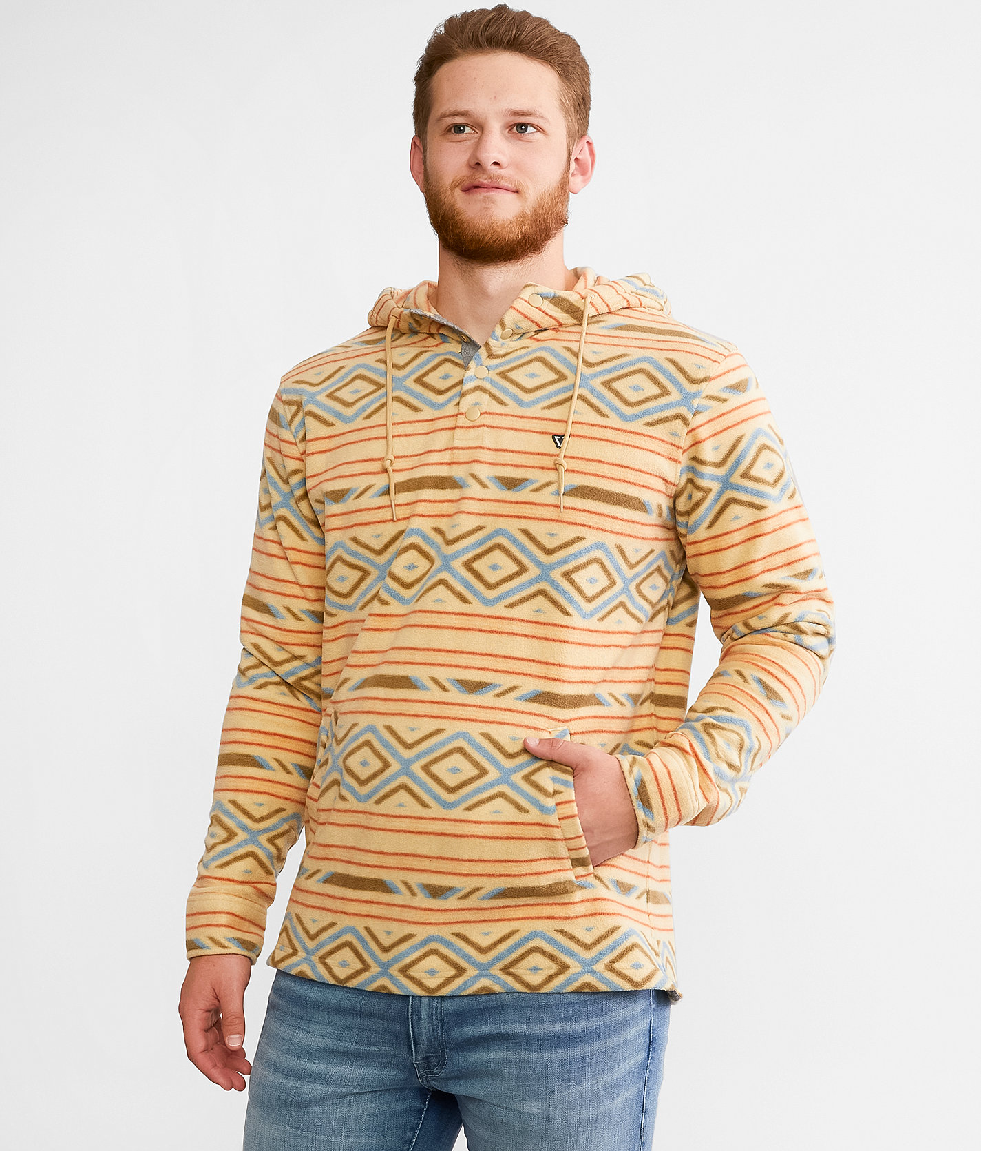 Vissla Cozy Henley Hoodie - Men's Sweatshirts in Dark Sand