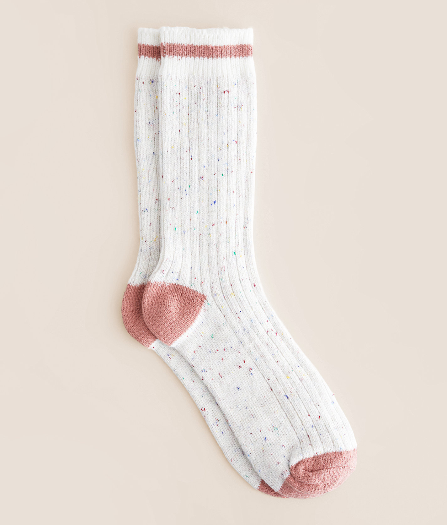 BKE x Muk Luks Nubby Ribbed Socks - Women's Socks in Ivory Speckle Desert Sand