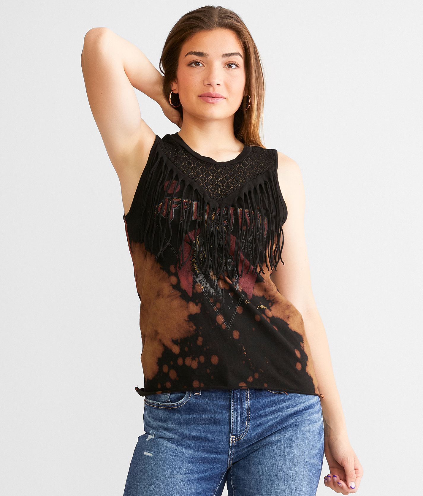 Affliction Blood Moon Fringe Tank Top - Women's Tank Tops in Fraser Wash