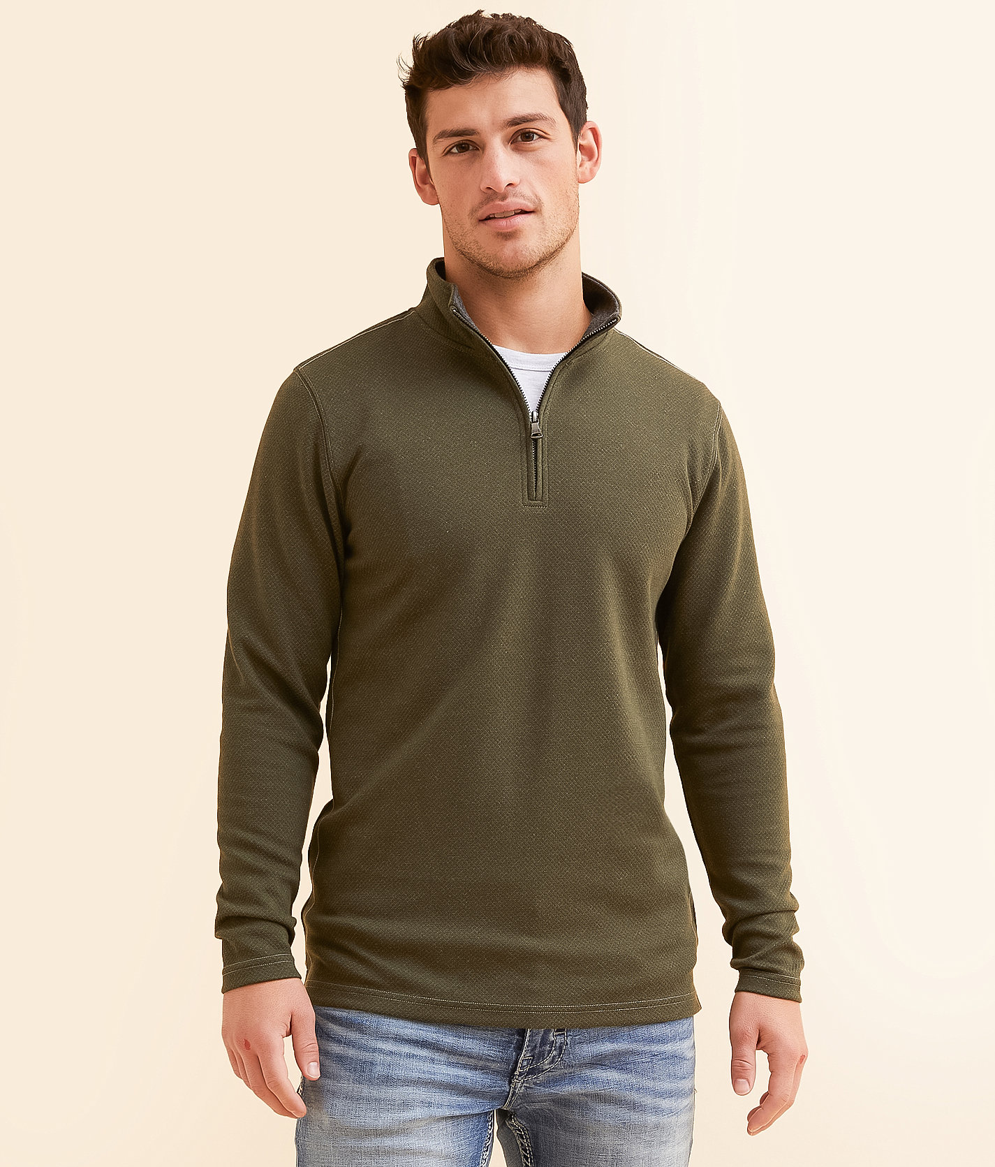 BKE Quarter Zip Pullover - Men's Sweatshirts in Green