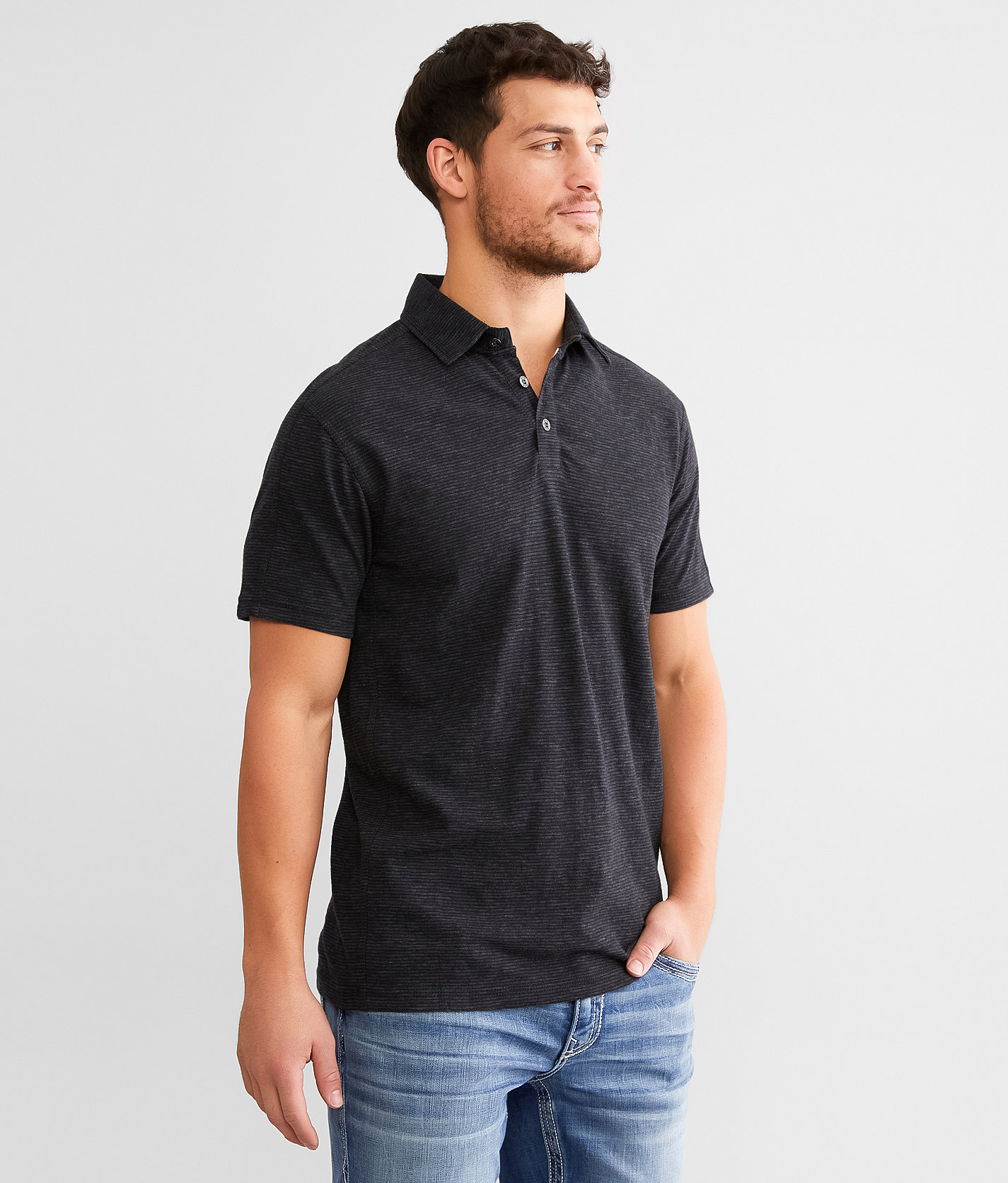 BKE Striped Polo - Men's Polos in Black