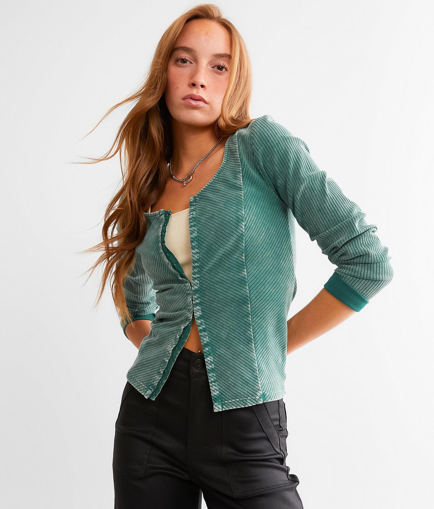 Gilded Intent Hidden Hook & Eye Top - Women's Shirts & Blouses in Storm