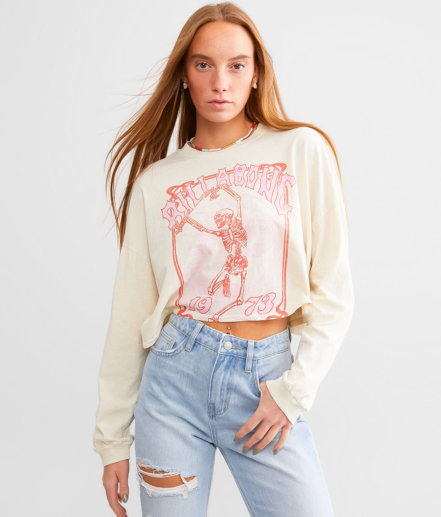 Billabong Beach Boyfriend Cropped T-Shirt - Women's T-Shirts in Whitecap