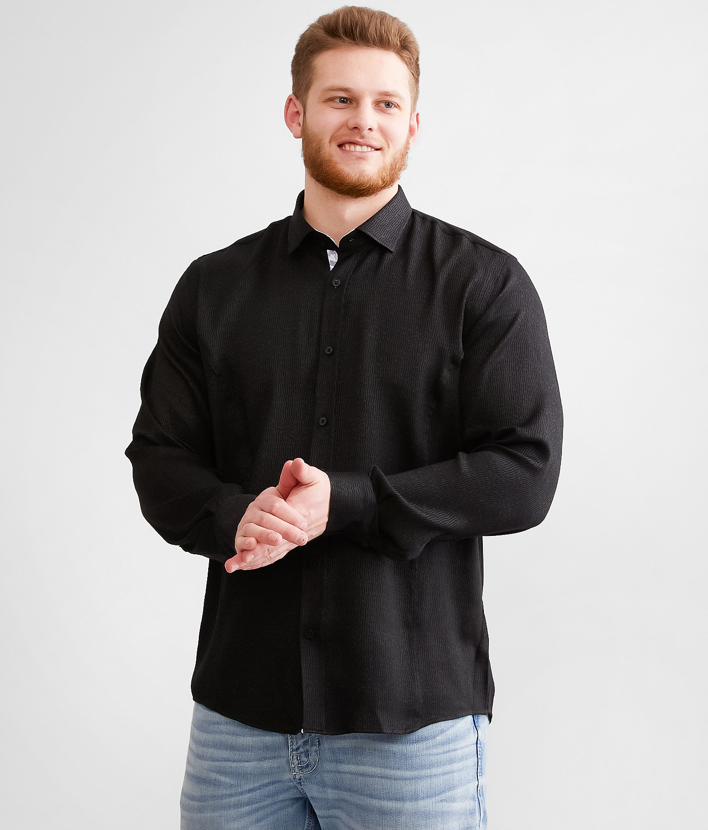 Eight X Tonal Wavy Shirt - Men's Shirts in Black