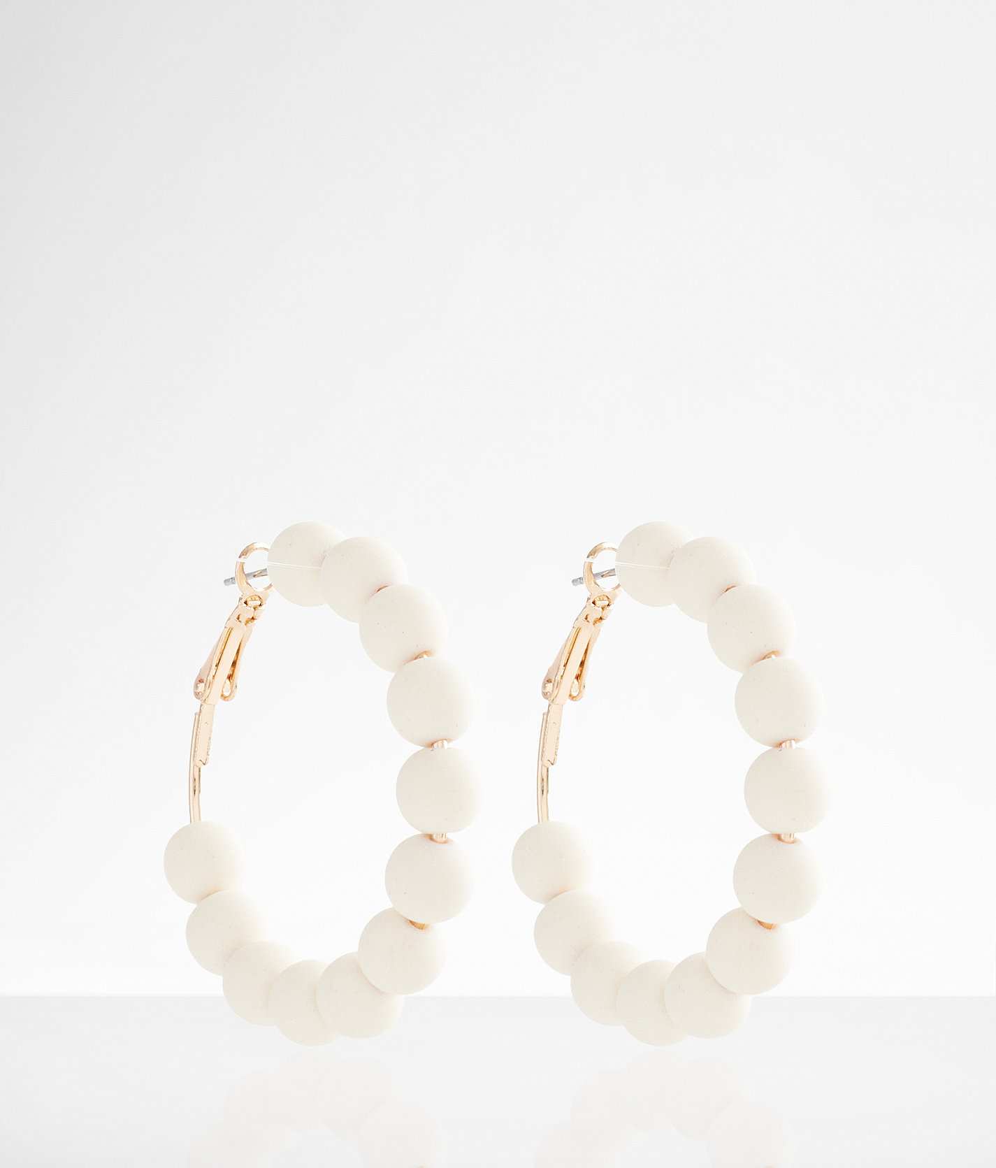 boutique by BKE Beaded Hoop Earring - Women's Jewelry in White