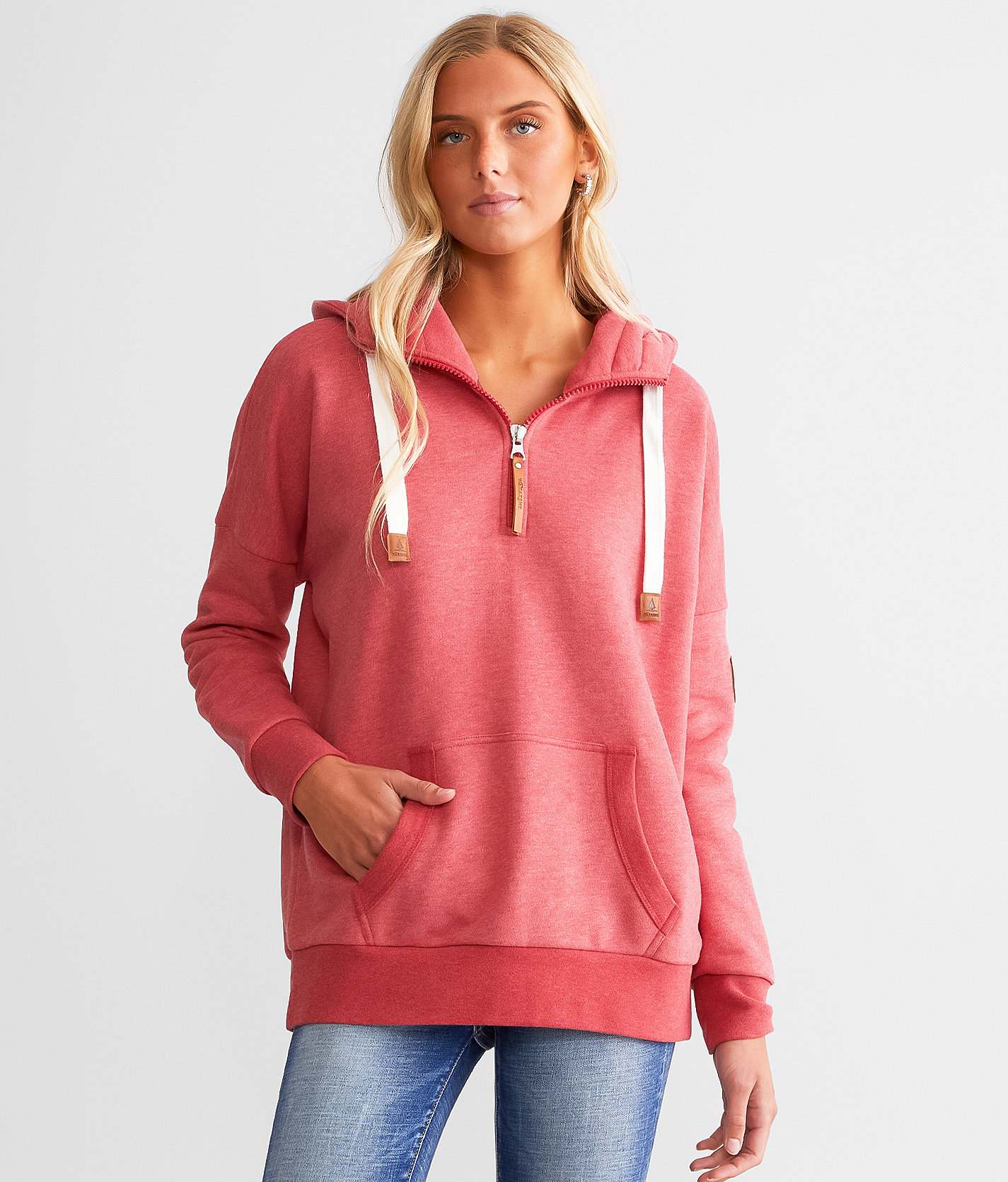 Wanakome Shine Quater Zip Hooded Sweatshirt - Women's Sweatshirts in Chilli