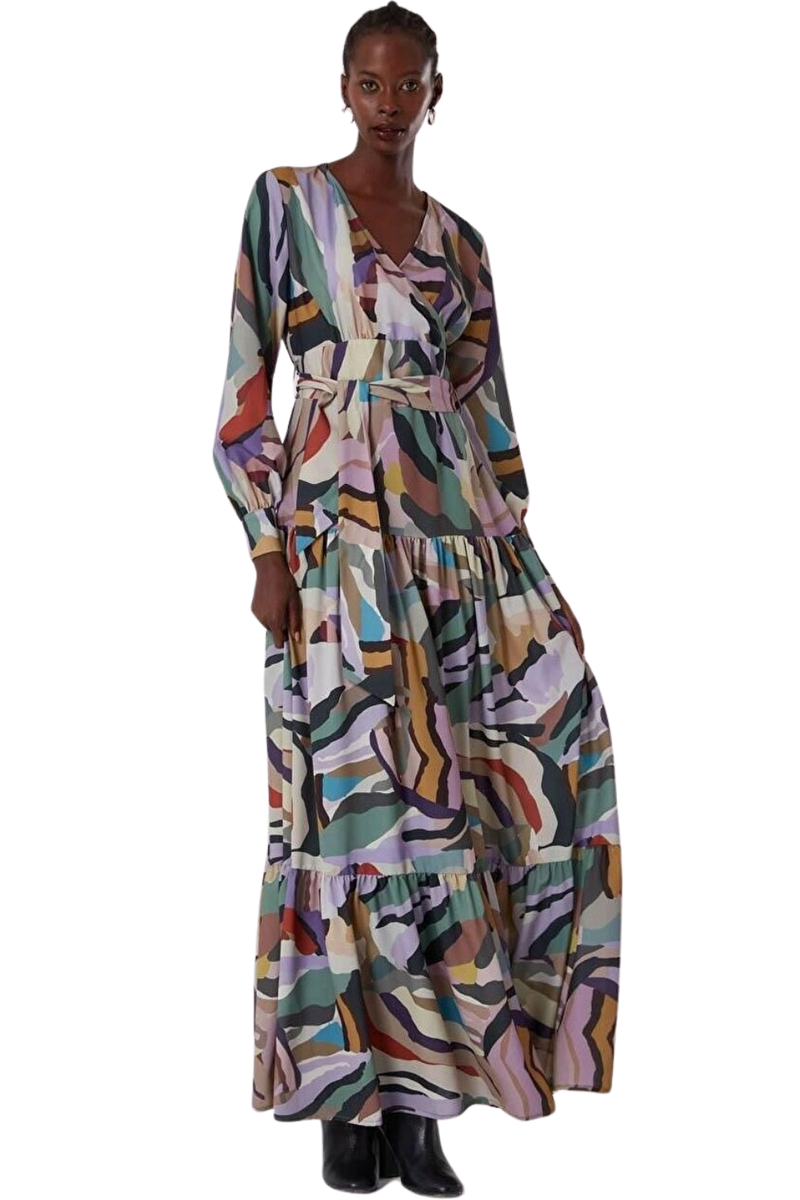 Flowy Long Sleve Maxi Dress - Dress