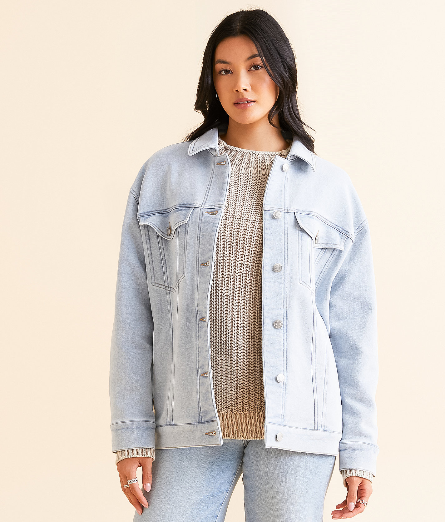 Z Supply Miles Knit Denim Jacket - Women's Coats & Jackets in Sun Bleached Indigo