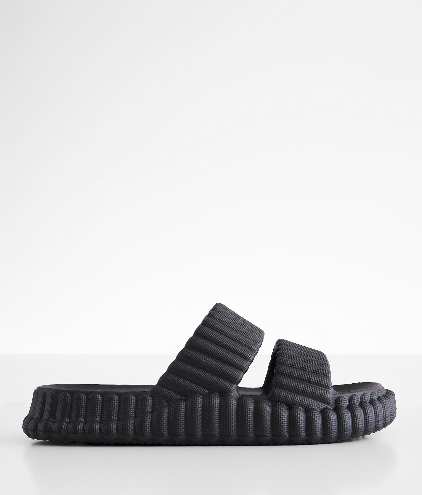 Qupid Textured Slide - Women's Shoes in Black