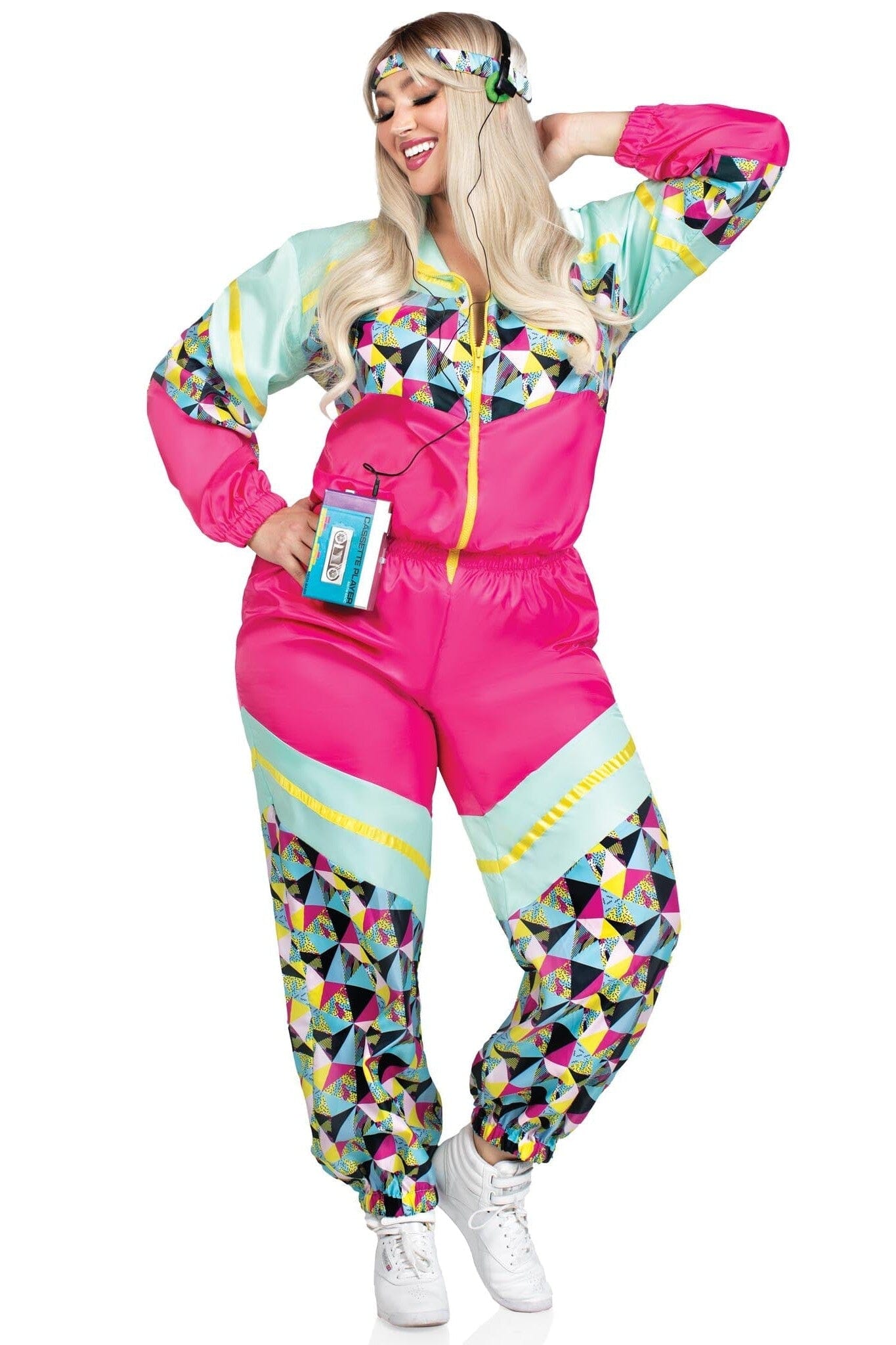 2 Piece Totally 80S Tracksuit, Includes Zip-Up Tracksuit & Headband