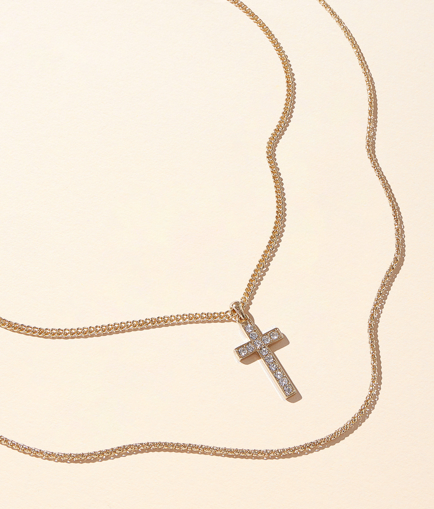BKE 2 Pack Cross 22" & 24" Necklace Set - Men's Jewelry in Gold