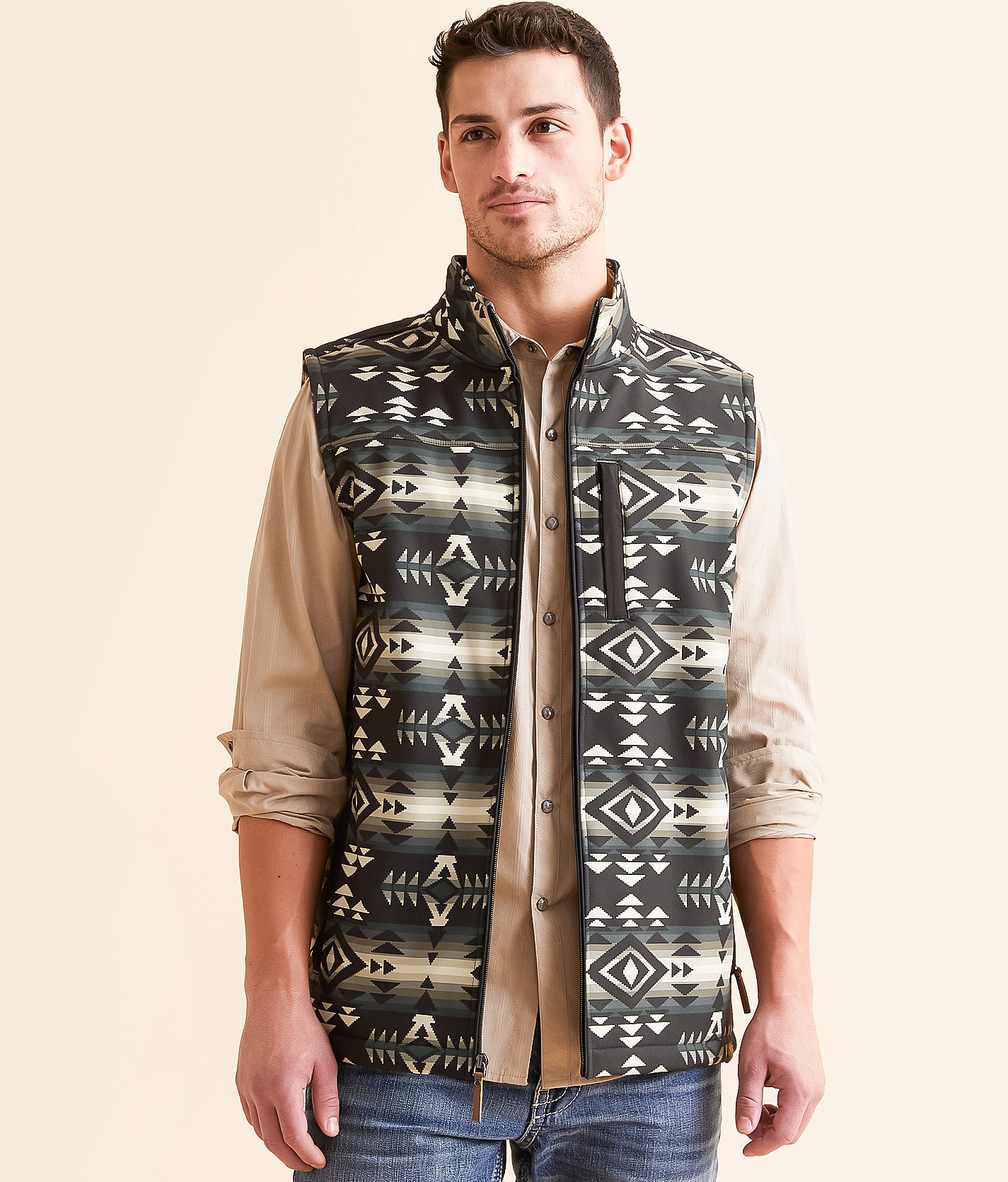 Gentry County Southwestern Softshell Vest - Men's Coats & Jackets in Black