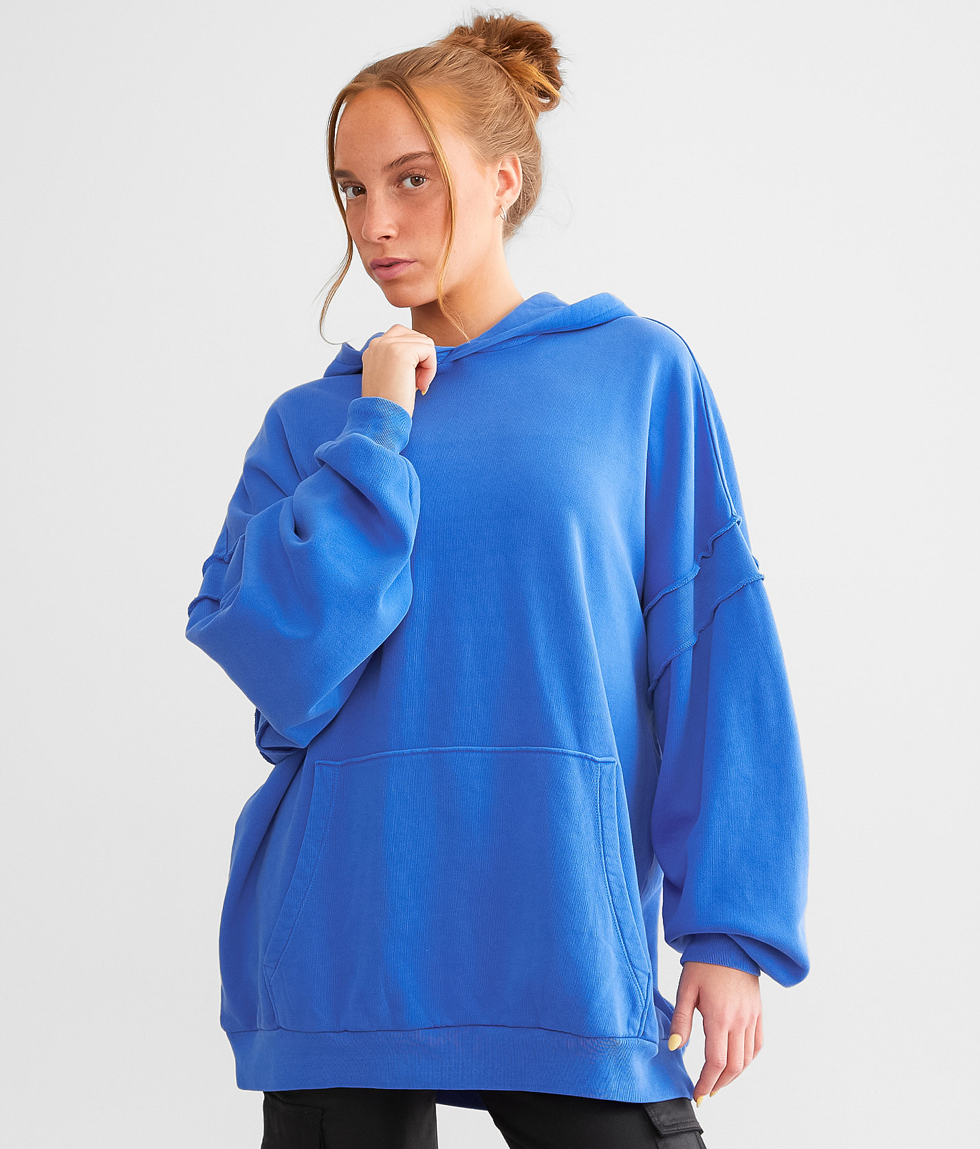 FITZ + EDDI Oversized Dad Fit Hoodie - One Size - Women's Sweatshirts in Star Sapphire