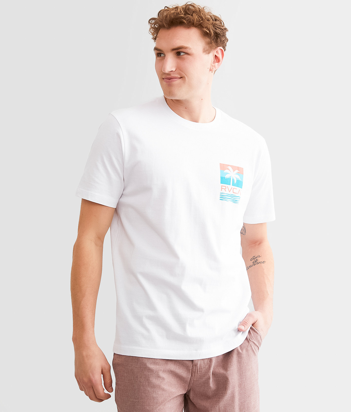 RVCA Palm Stack T-Shirt - Men's T-Shirts in White