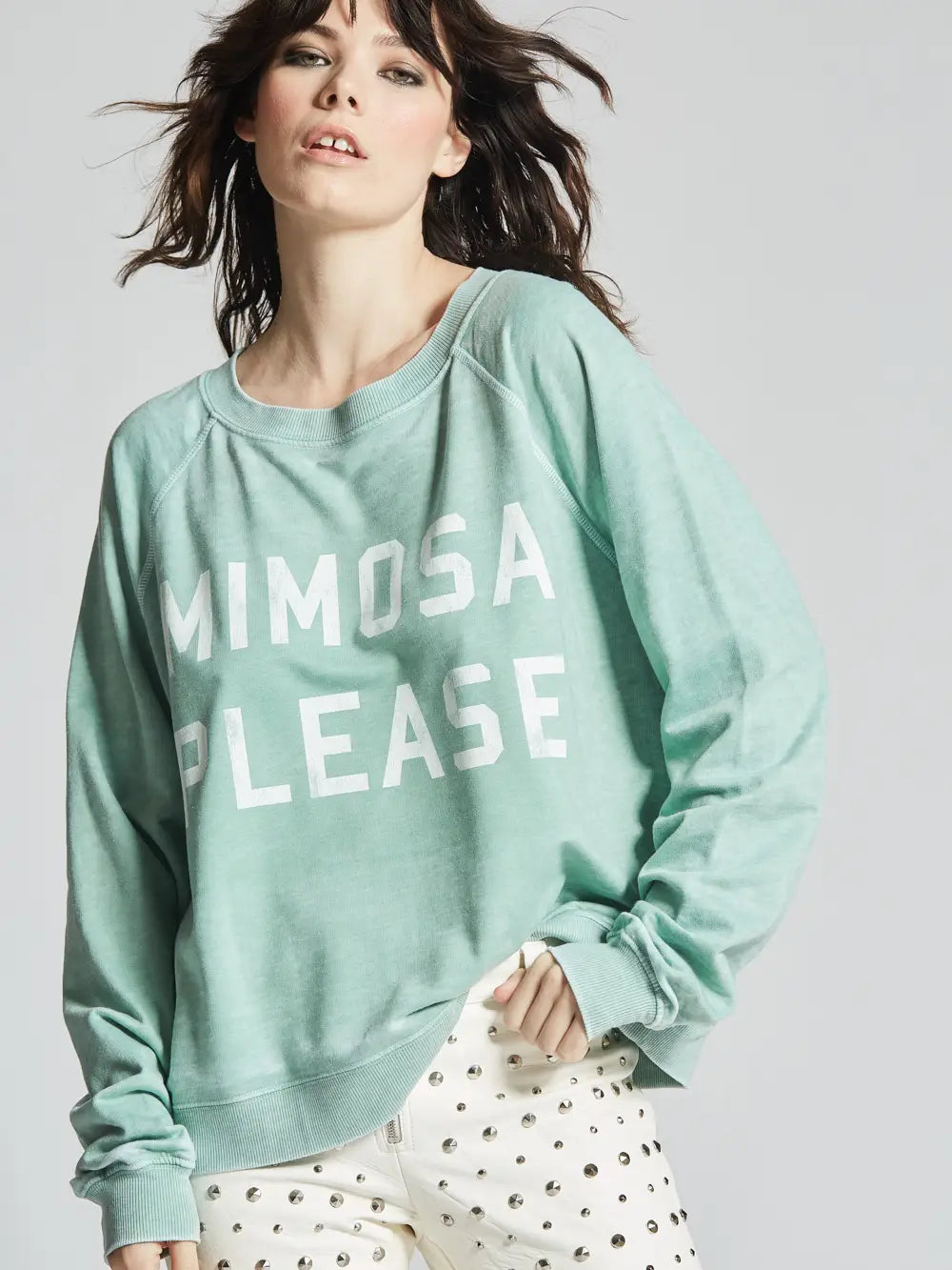 Mimosa Please Sweatshirt-Dill