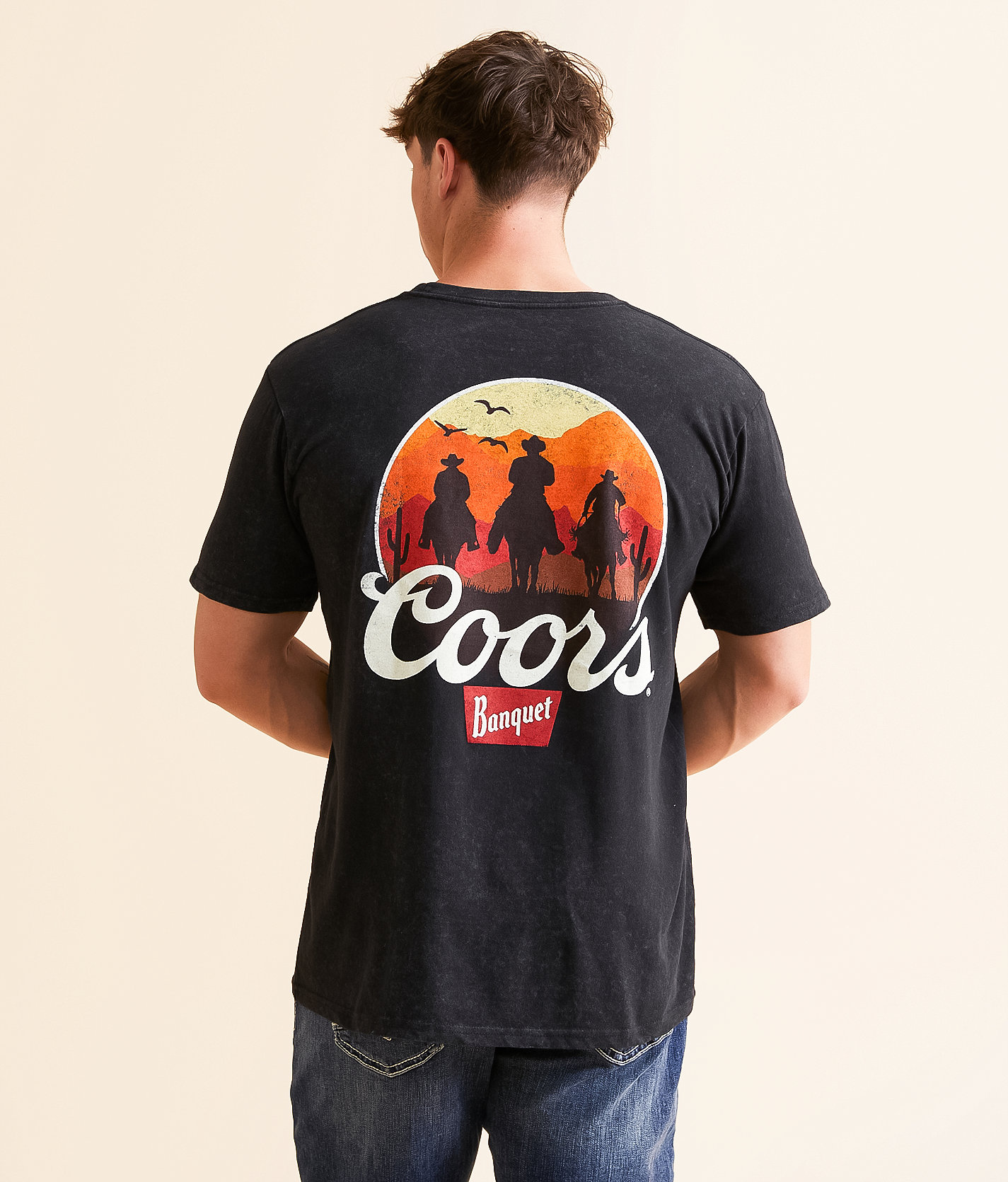 Changes Coors® Banquet Cowboy Circle Lock T-Shirt - Men's T-Shirts in Black Mineral Wash