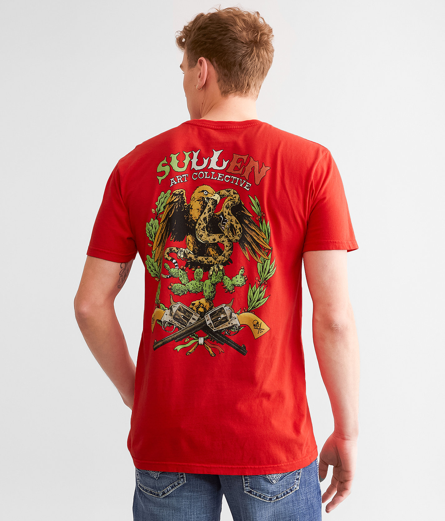 Sullen 6 Shooter Crest T-Shirt - Men's T-Shirts in Hibiscus
