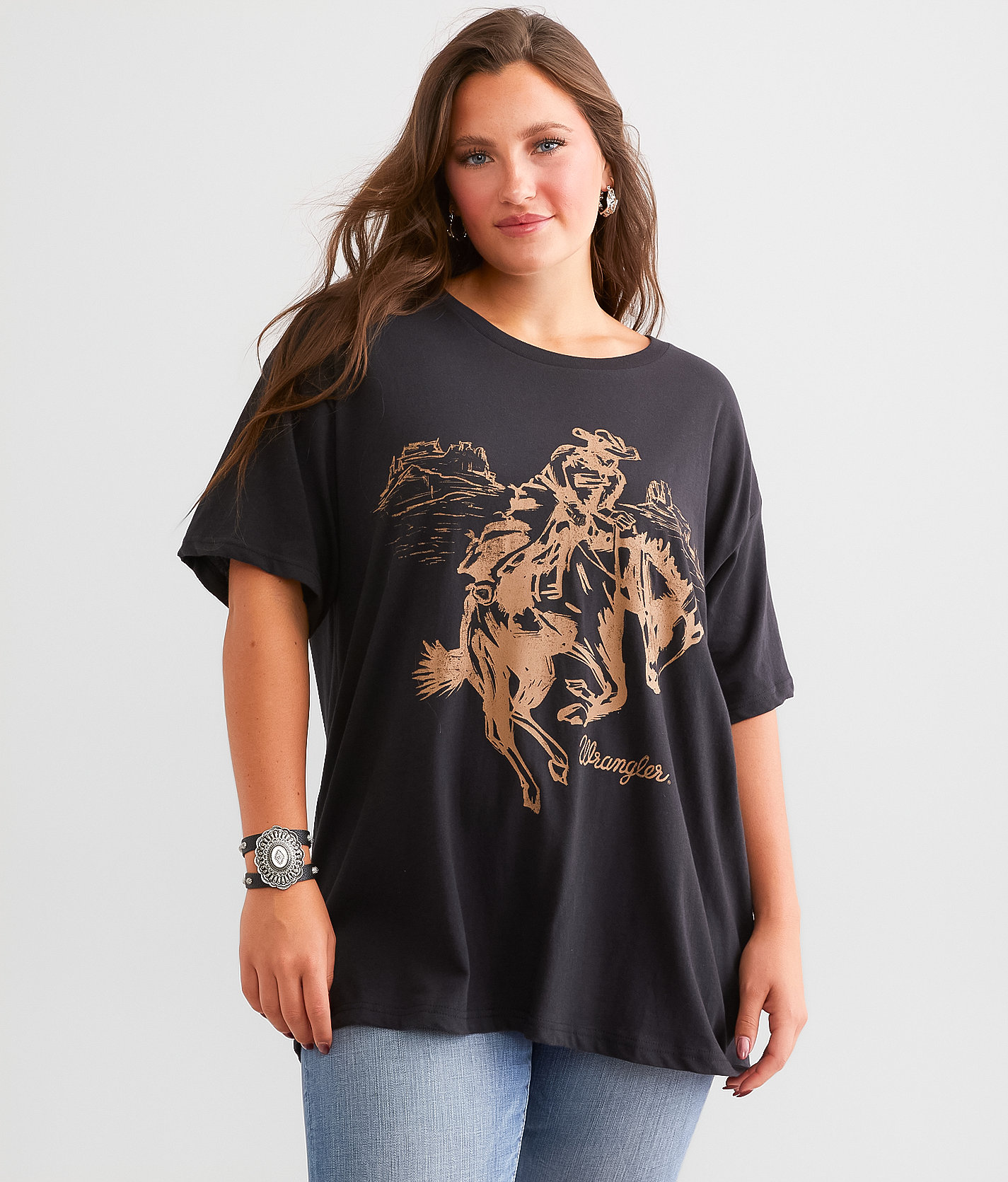 Wrangler® Rider Oversized T-Shirt - Women's T-Shirts in Washed Black