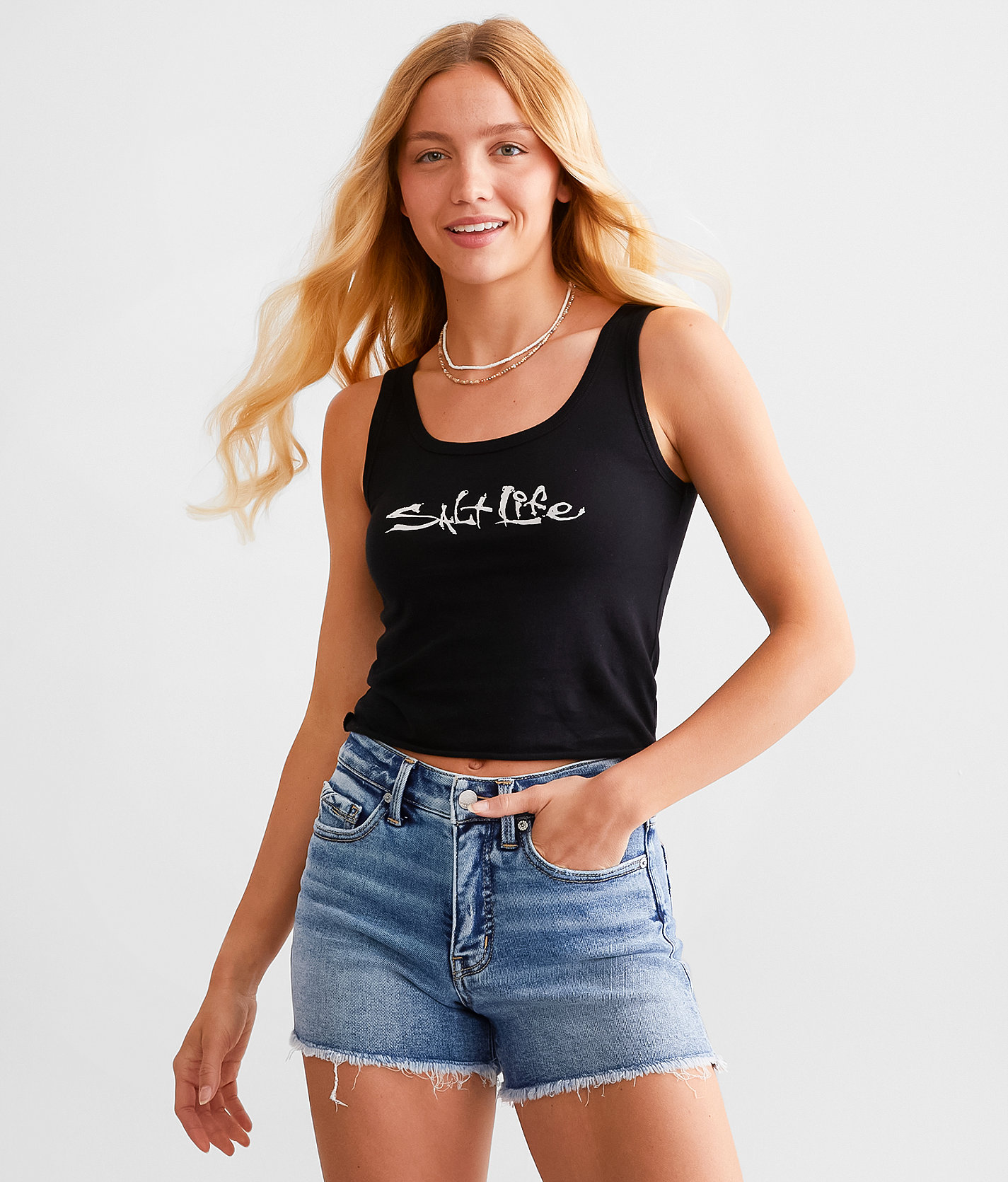 Salt Life Signature Cropped Tank Top - Women's Tank Tops in Black