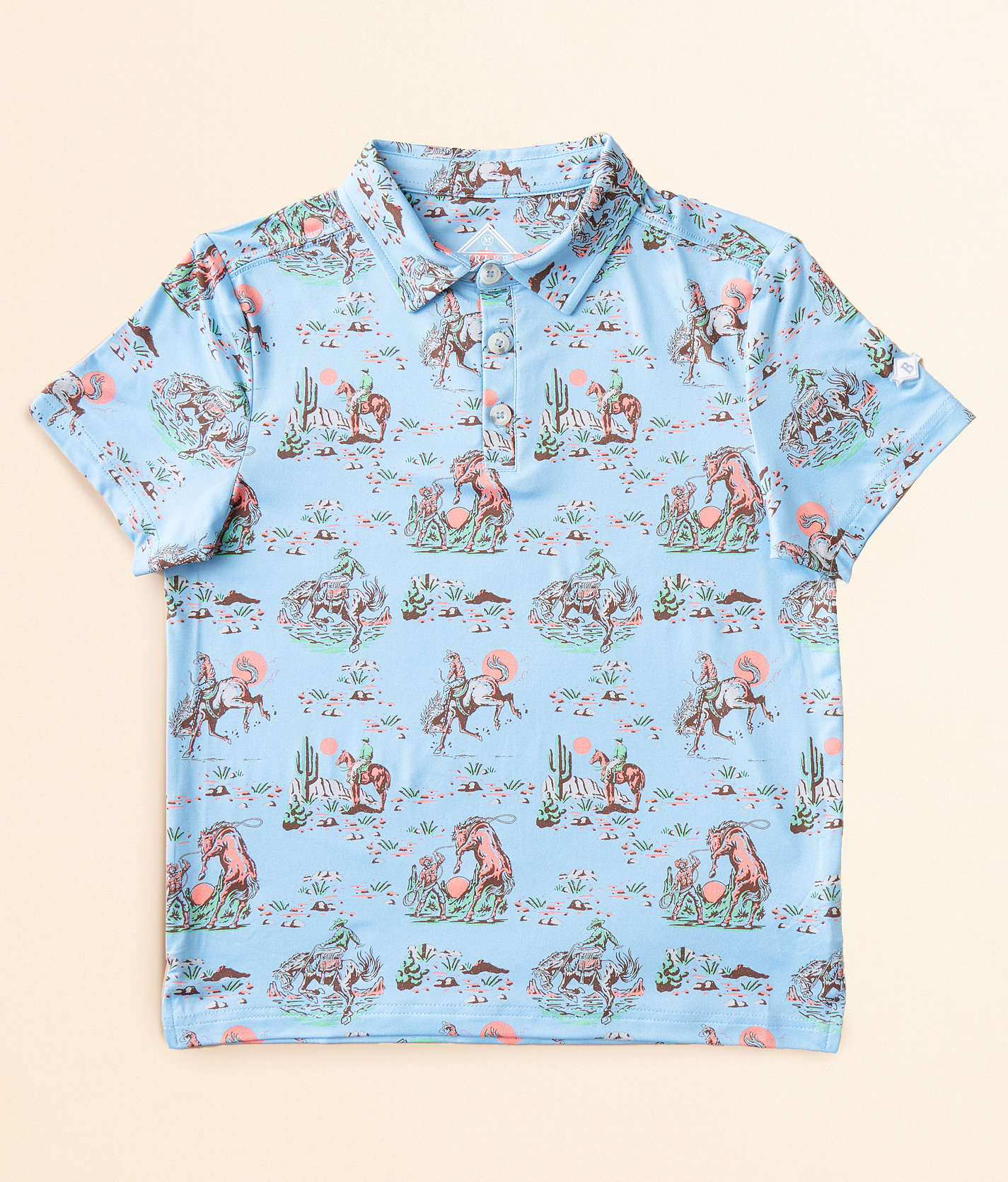 Boys - BURLEBO Cowboy Up Performance Polo - Boy's Polos in Blue