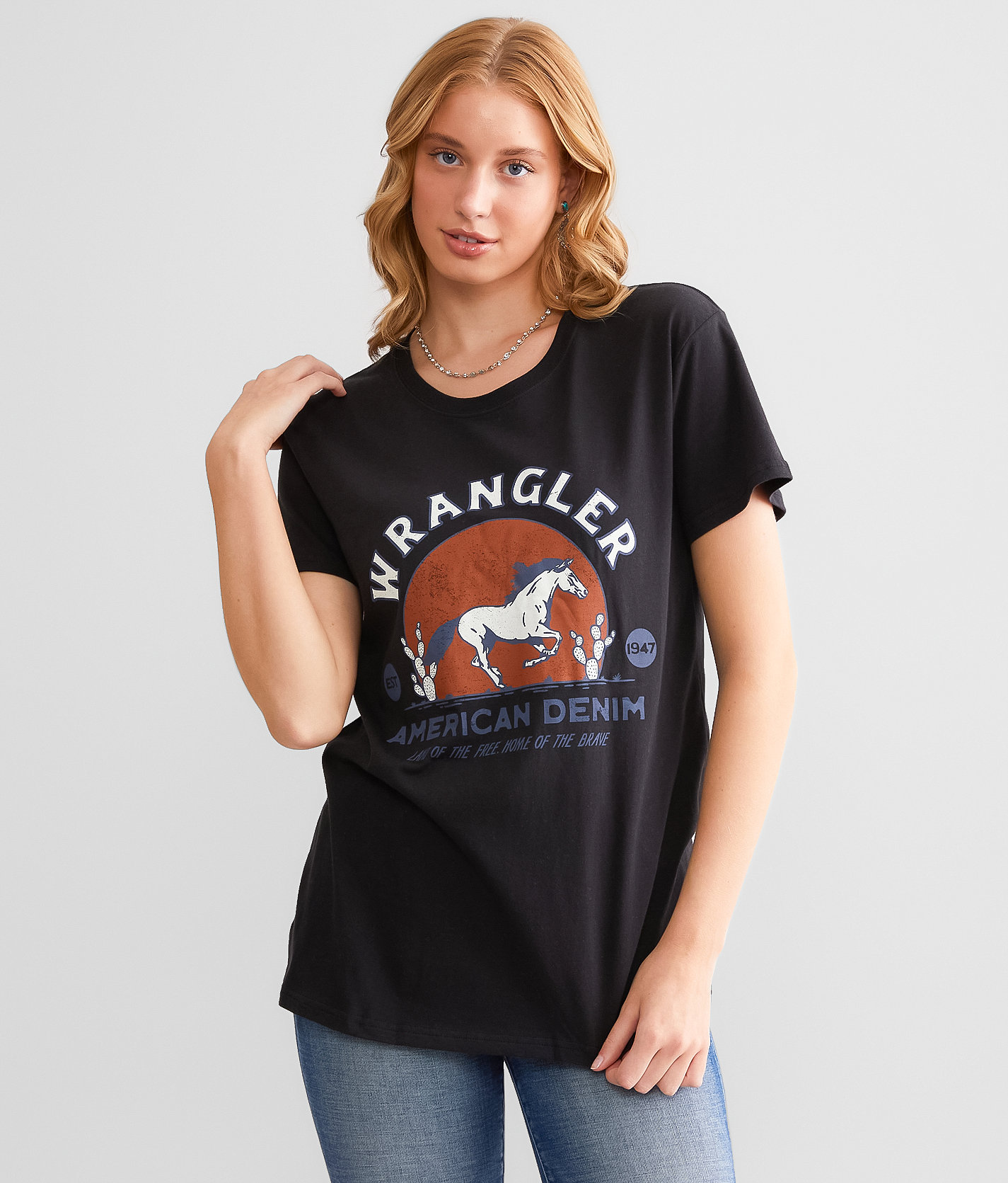 Wrangler® American Denim Boyfriend T-Shirt - Women's T-Shirts in Jet Black