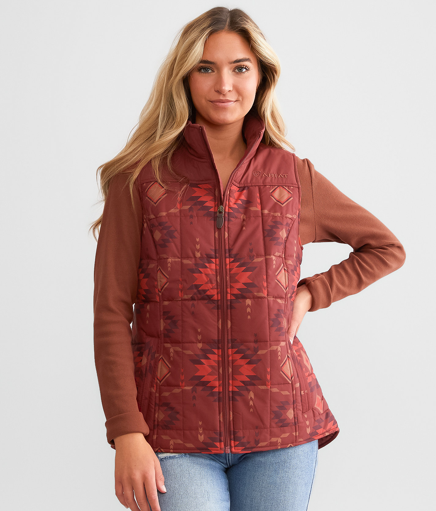 Ariat Crius Insulated Puffer Vest - Women's Coats & Jackets in Burnt Rose Print