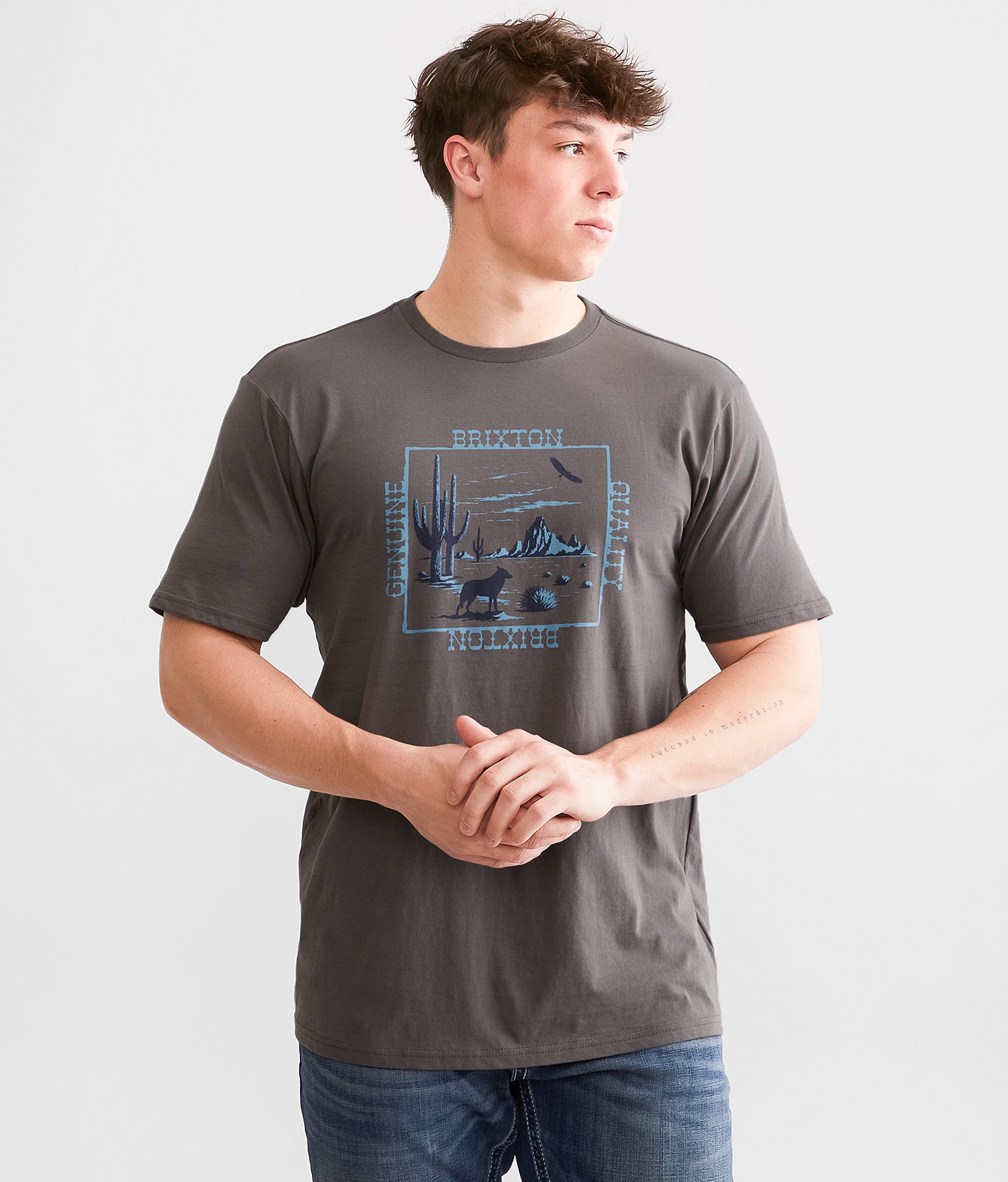 Brixton Prescott T-Shirt - Men's T-Shirts in Charcoal