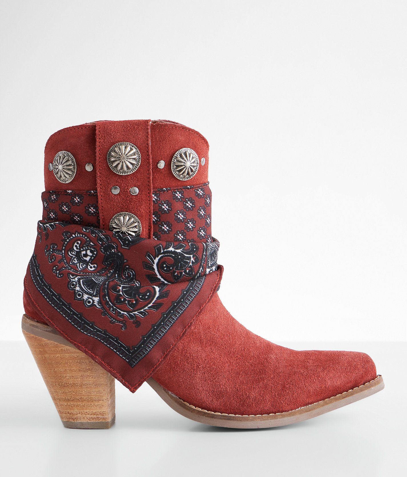 Dingo Bandana Leather Western Ankle Boot - Women's Shoes in Red