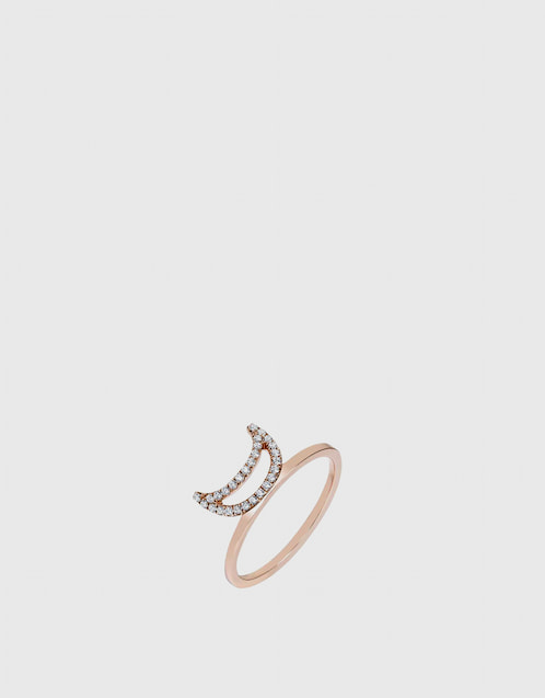 Elements Diamond Rose Crescent 18ct Rose Gold Ring