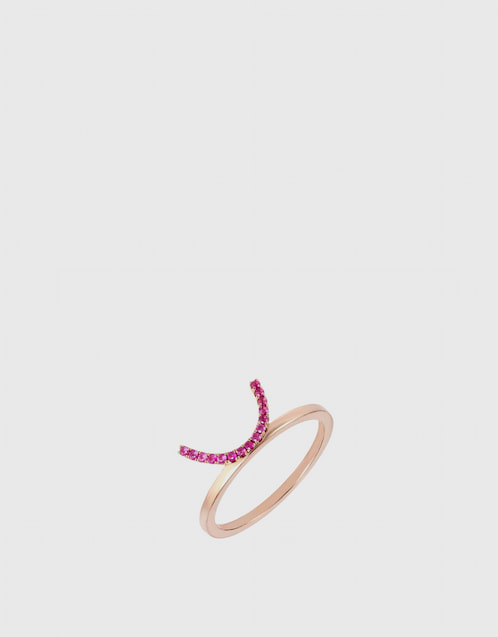 Elements Pink Crescent 18ct Rose Gold Ring