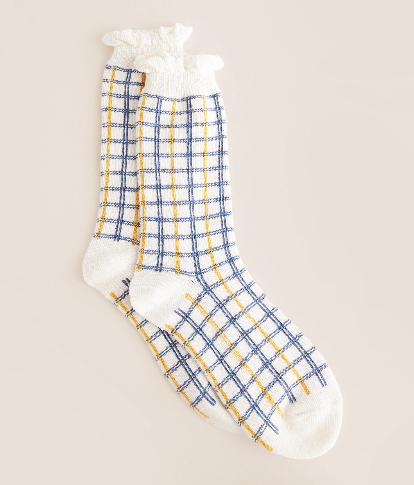 BKE x Muk Luks Plaid Boot Socks - Women's Socks in Vanilla Plaid