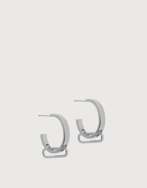 NEXUS Petite Levitate 18ct White Gold Vermeil Hoop Earrings