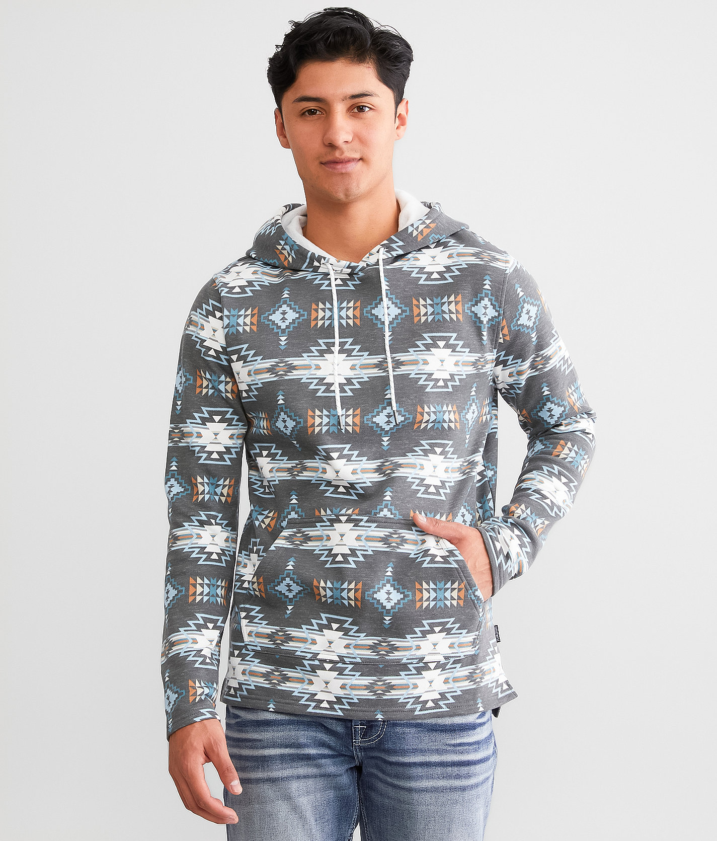 Departwest Teton Southwestern Hooded Sweatshirt - Men's Sweatshirts in Black Teal