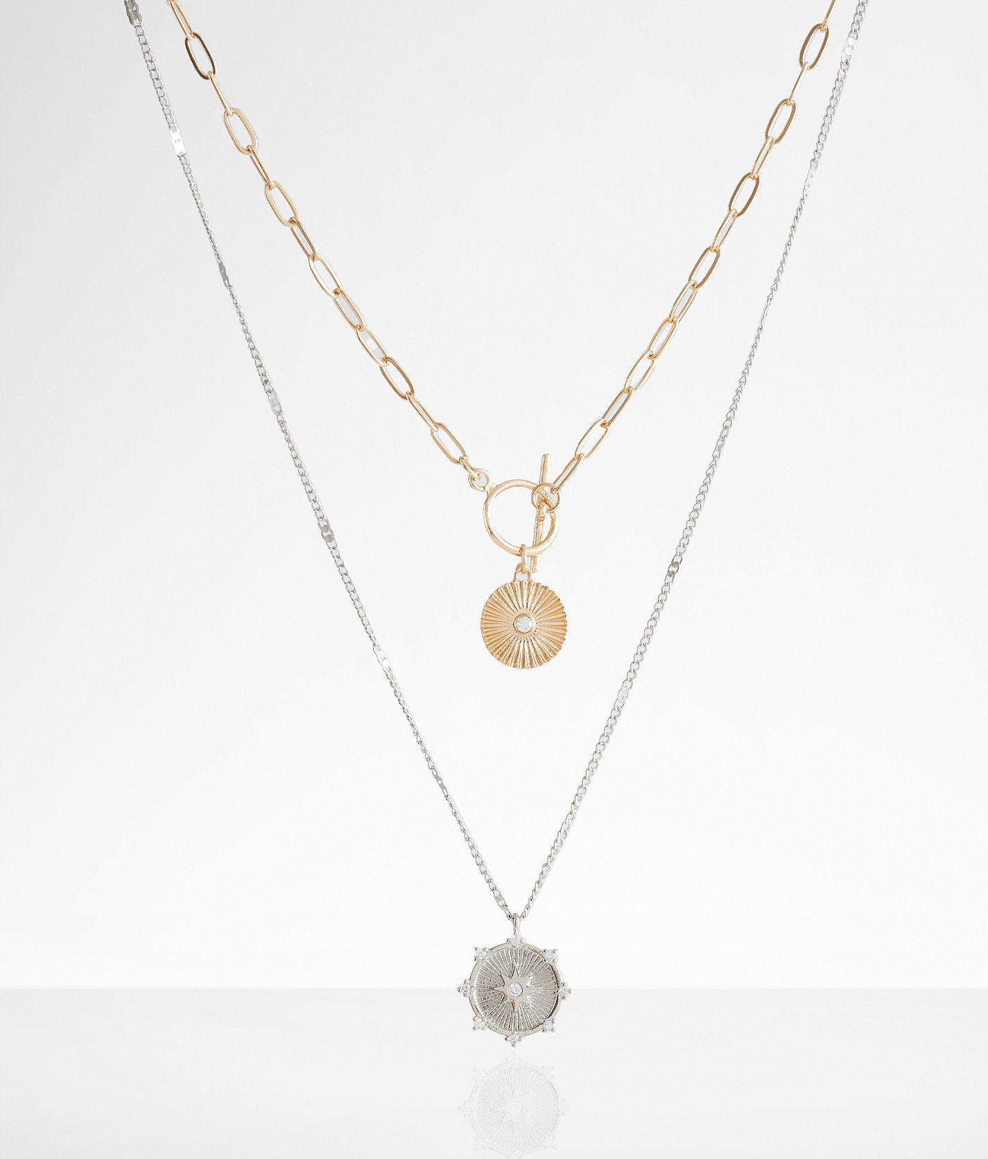 boutique by BKE Double Pendant Tiered Necklace - Women's Jewelry in Mixed Metal